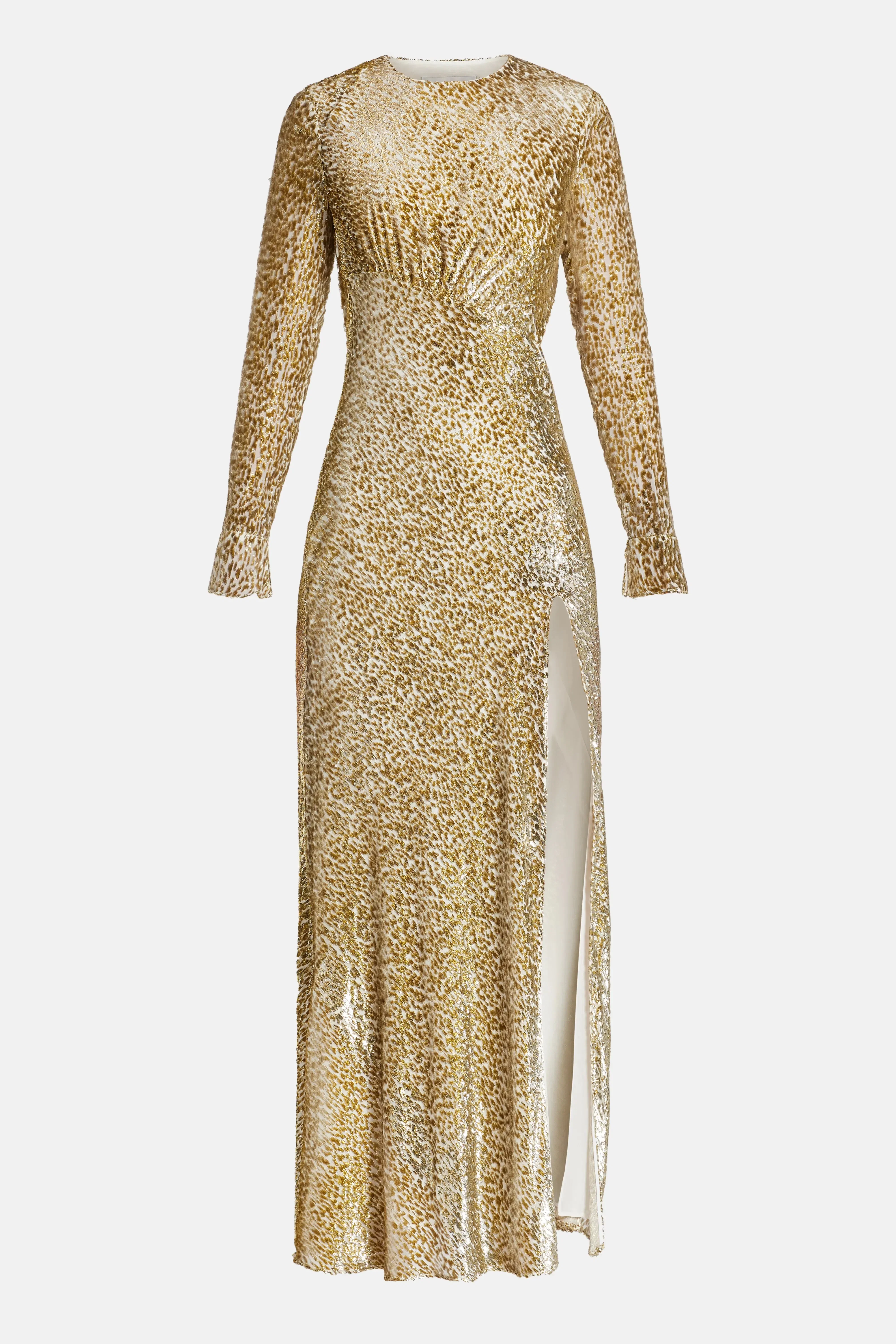 Self-Portrait Fil Coupe Evening Dress in Gold