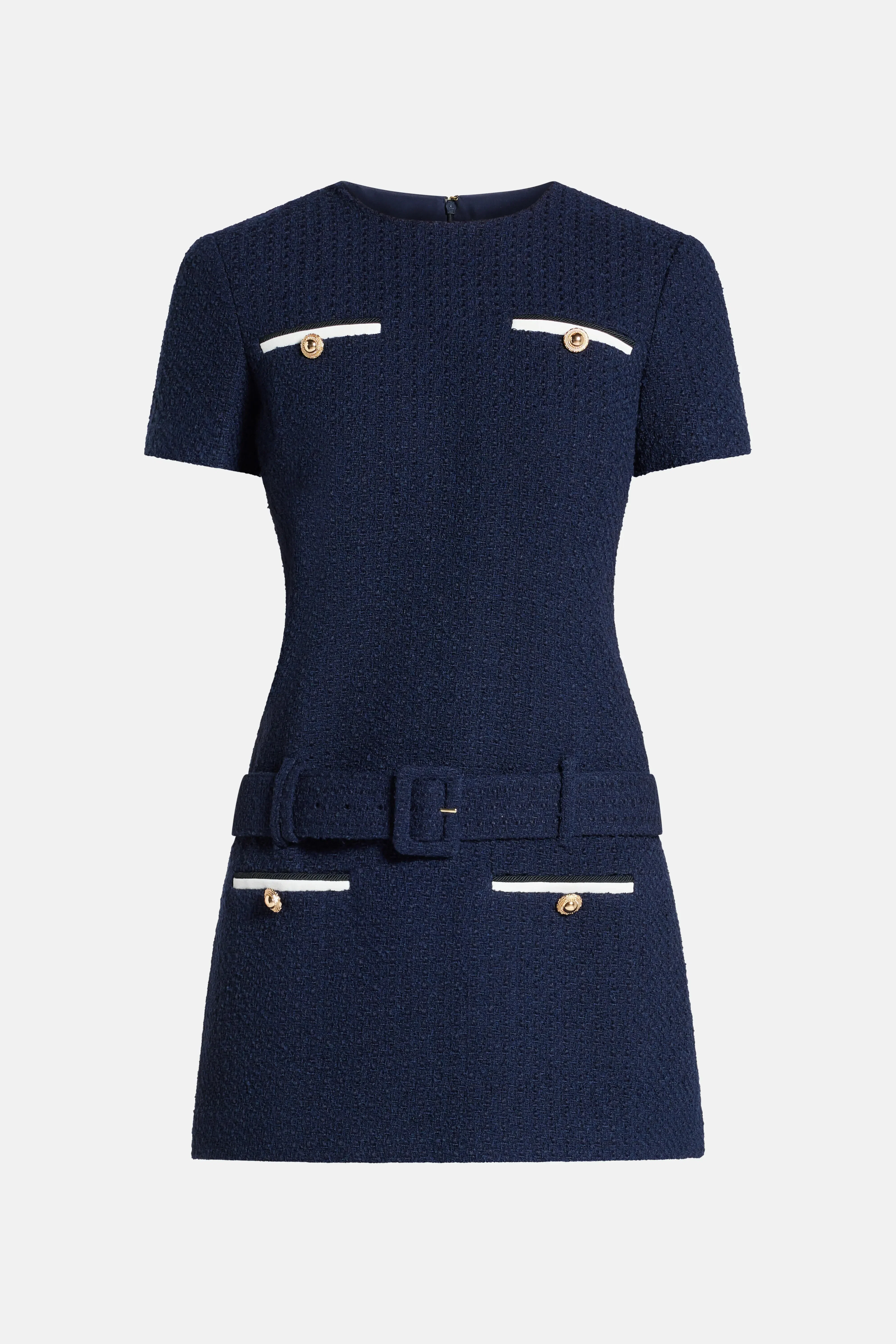 Self-Portrait Boucle Mini Dress in Blue