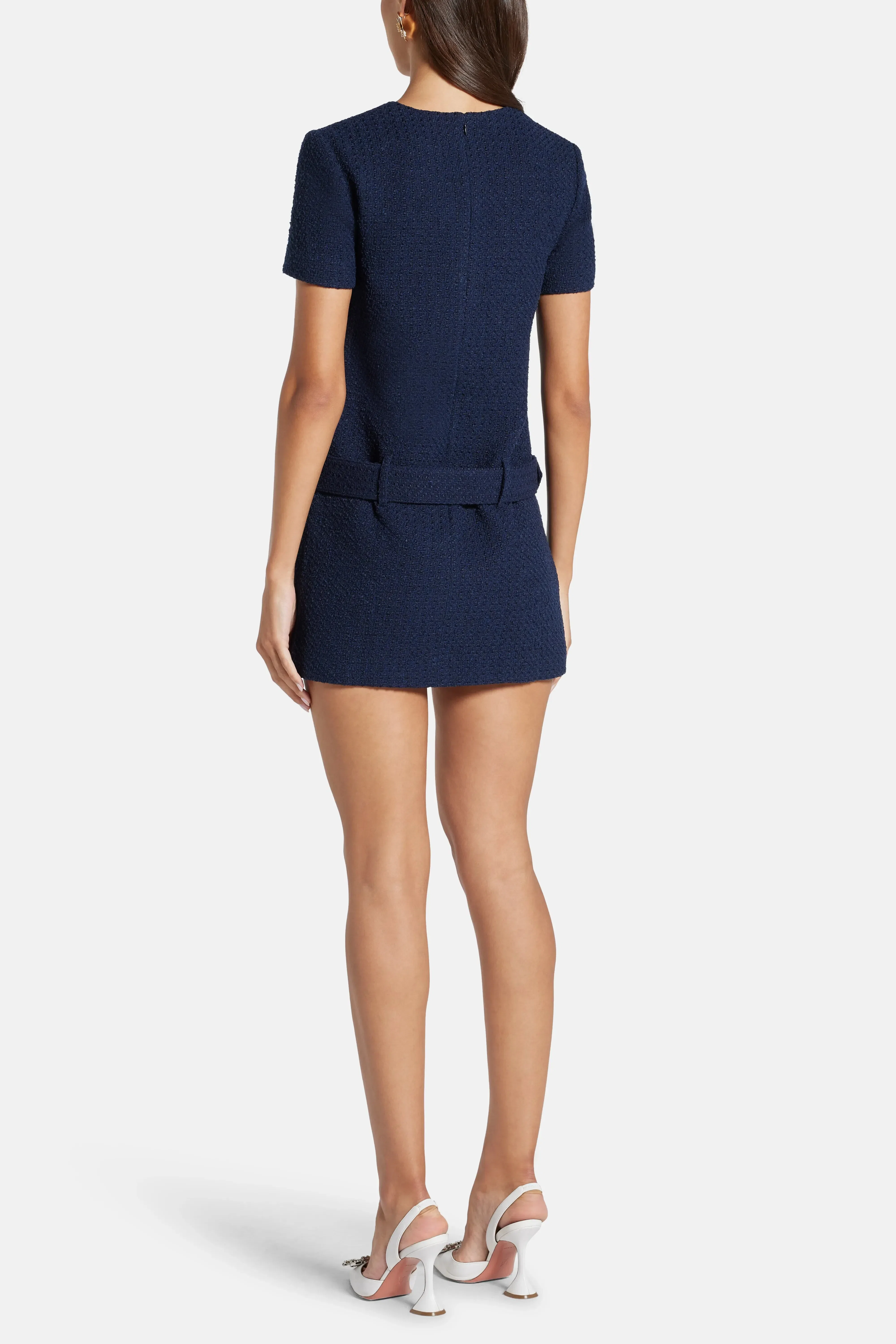 Self-Portrait Boucle Mini Dress in Blue