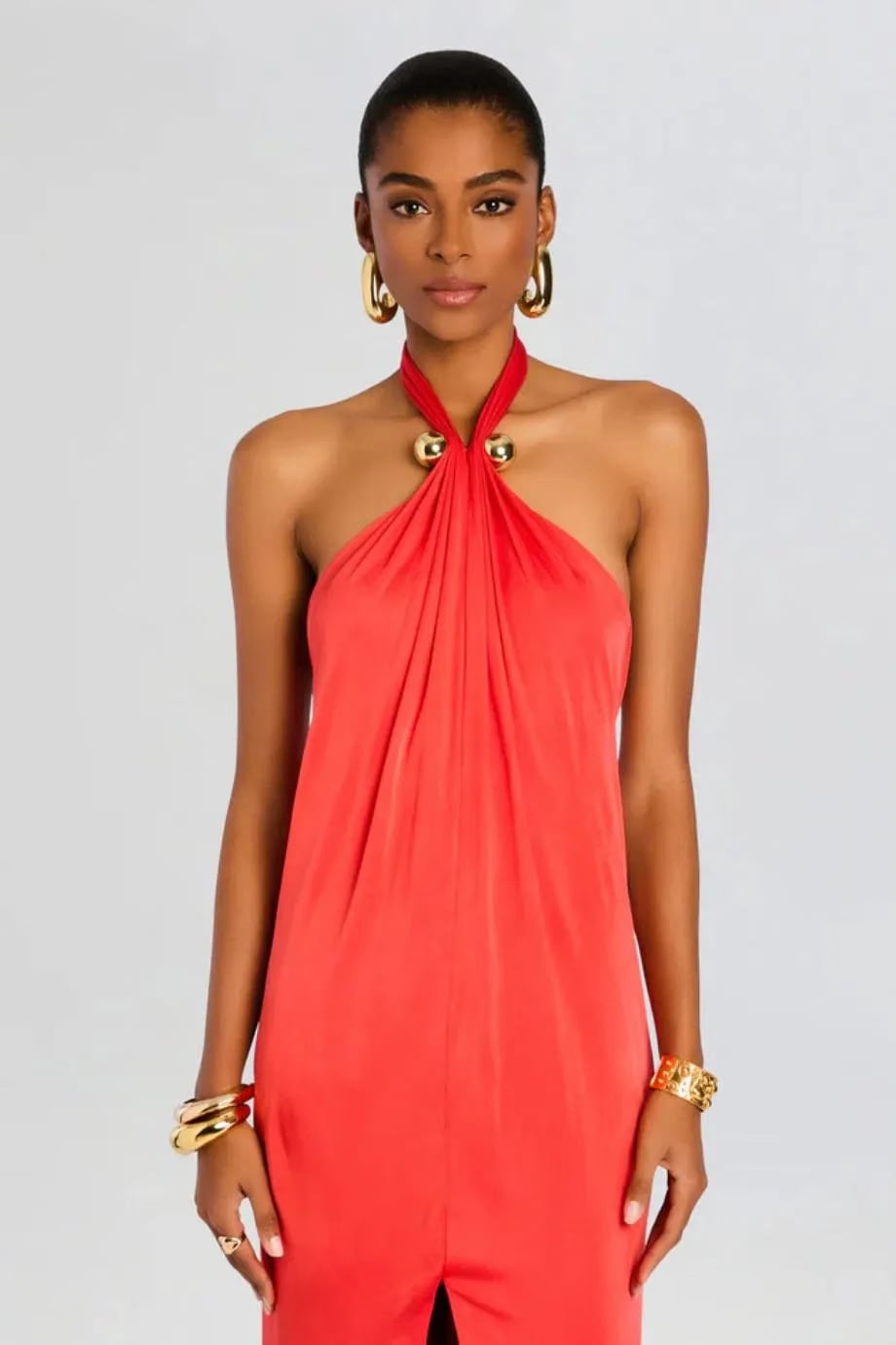 Retrofete Becs Halter Neck Maxi Dress in Orange