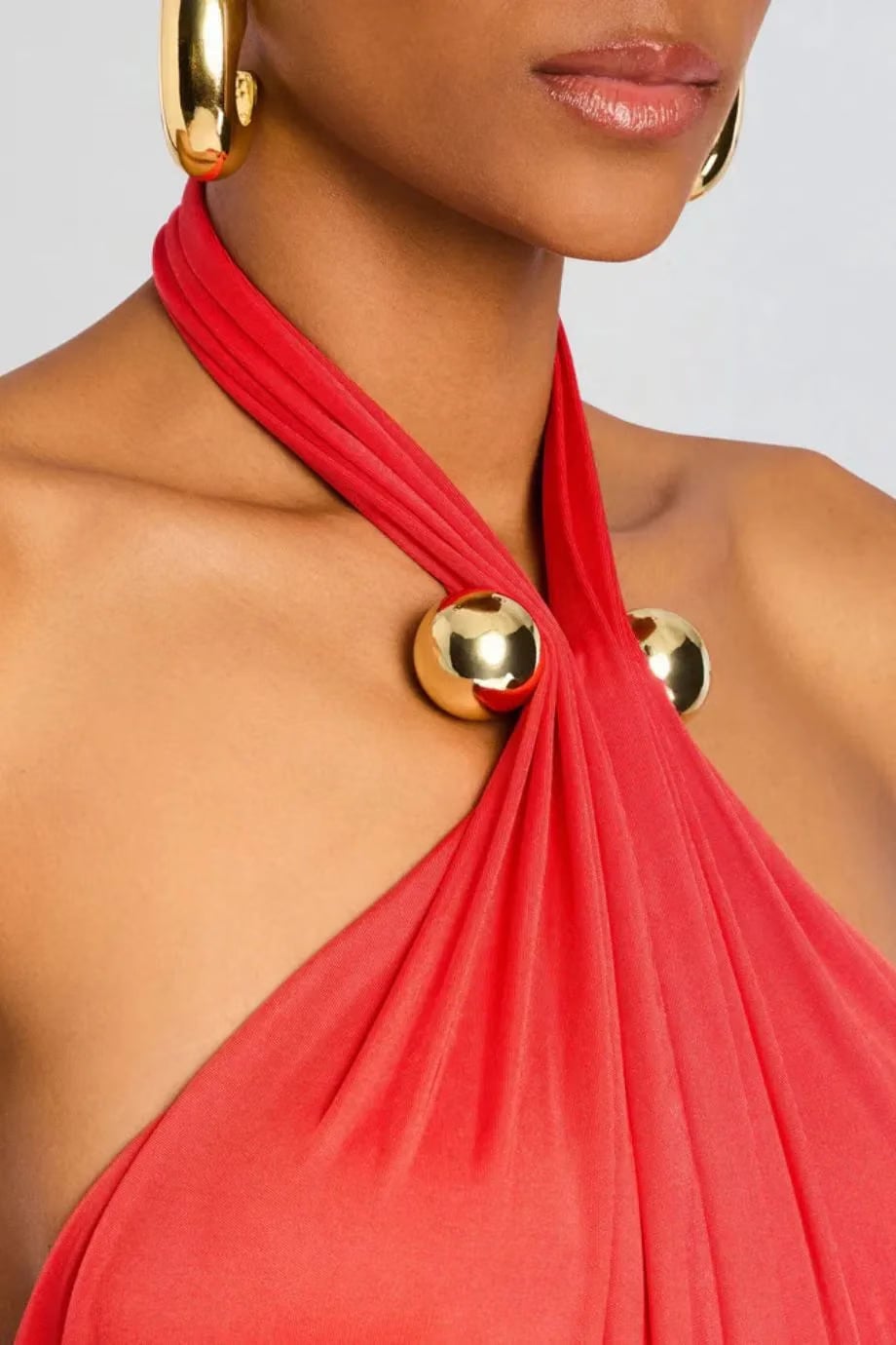 Retrofete Becs Halter Neck Maxi Dress in Orange