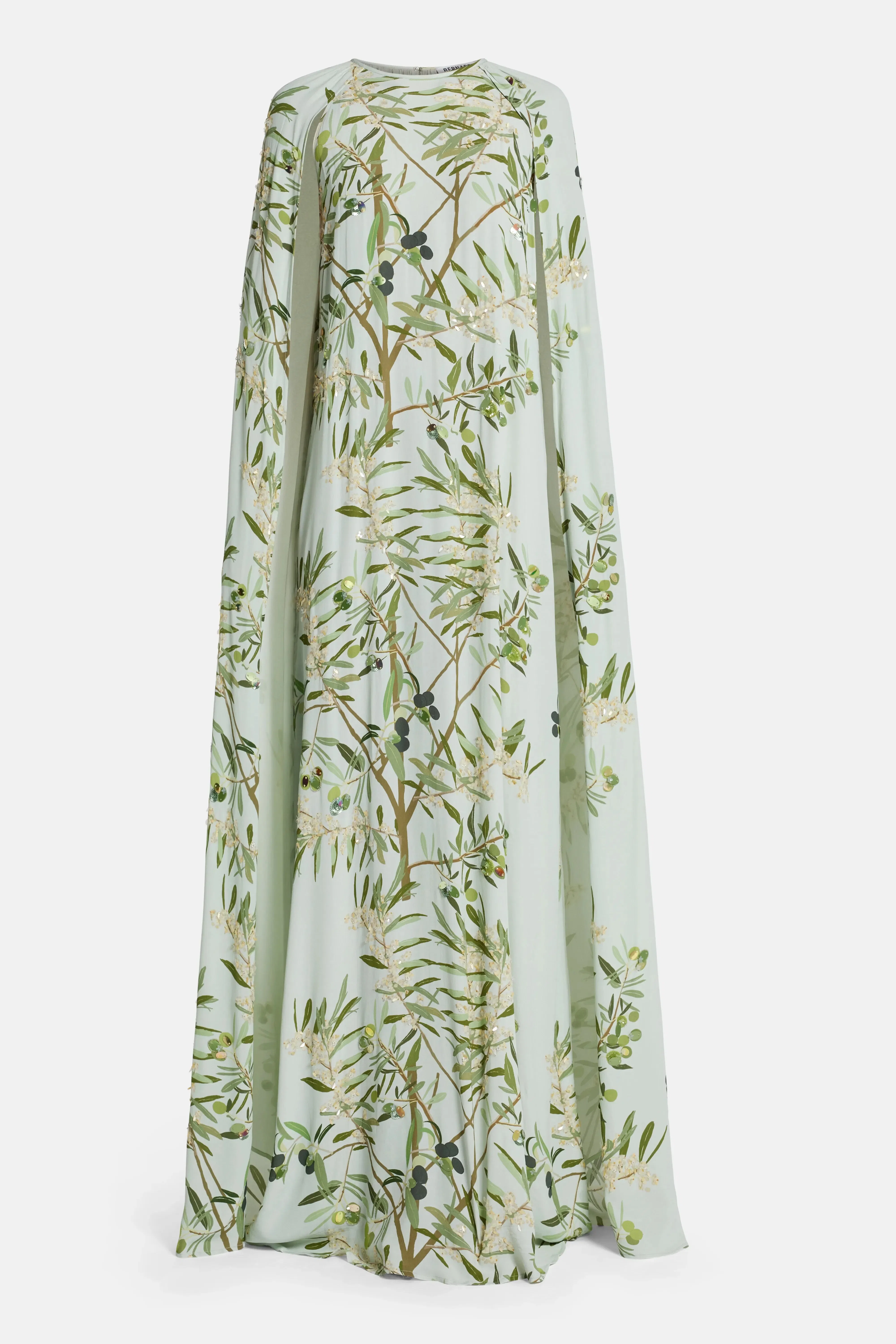 Bernadette Minnie Cape Embroidered Maxi Dress in Green