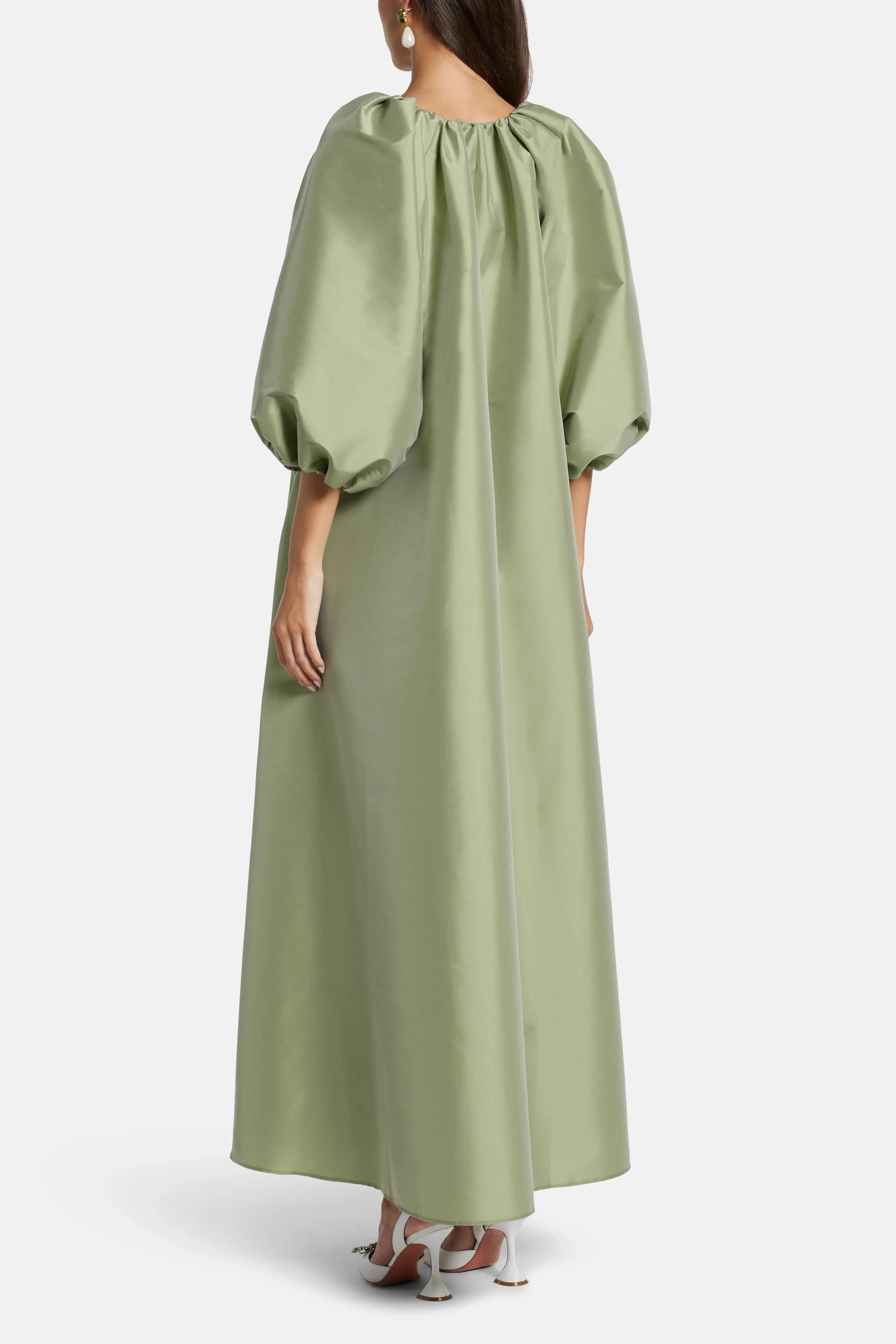 Bernadette Georgio Puff Sleeves Maxi Dress in Green