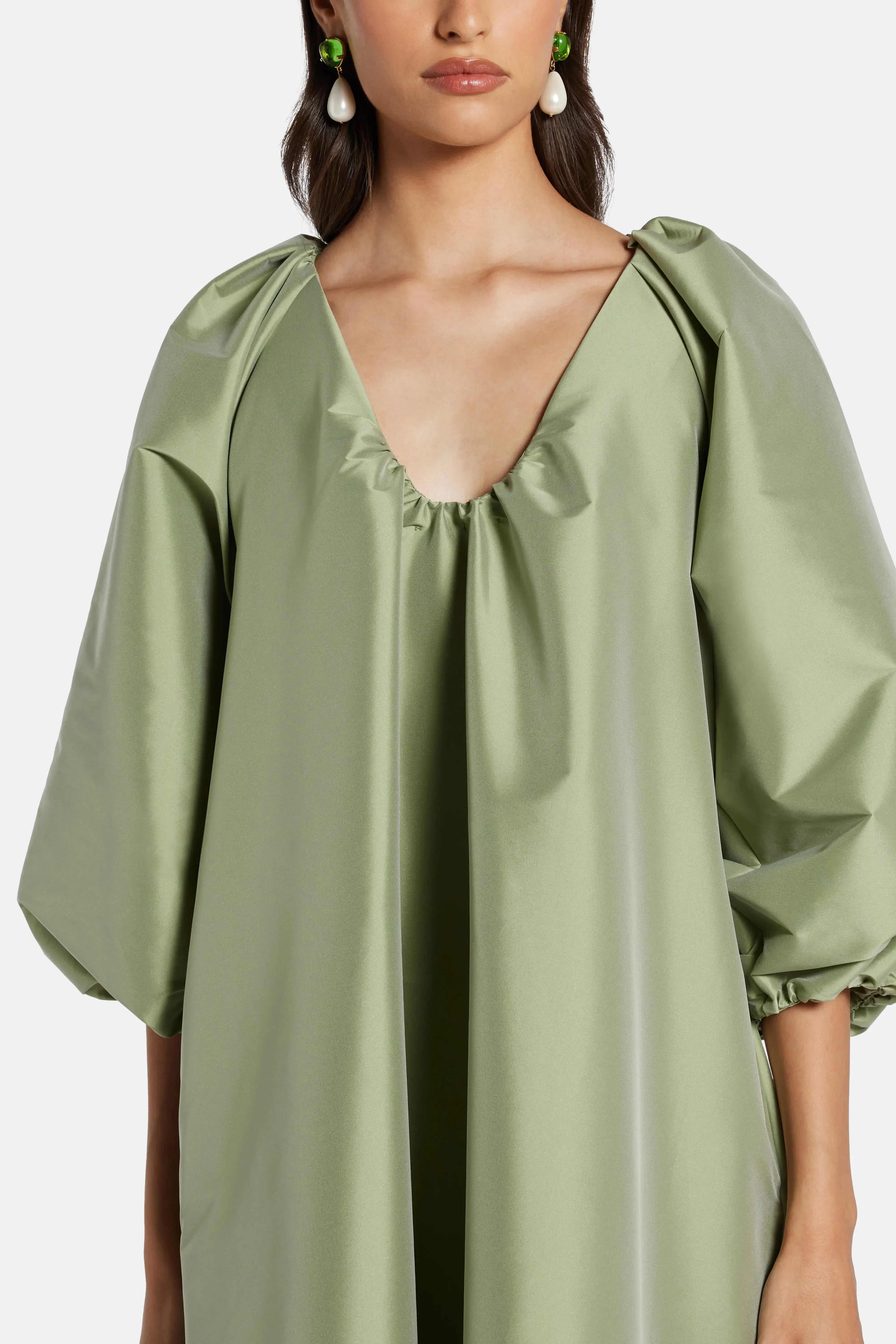 Bernadette Georgio Puff Sleeves Maxi Dress in Green