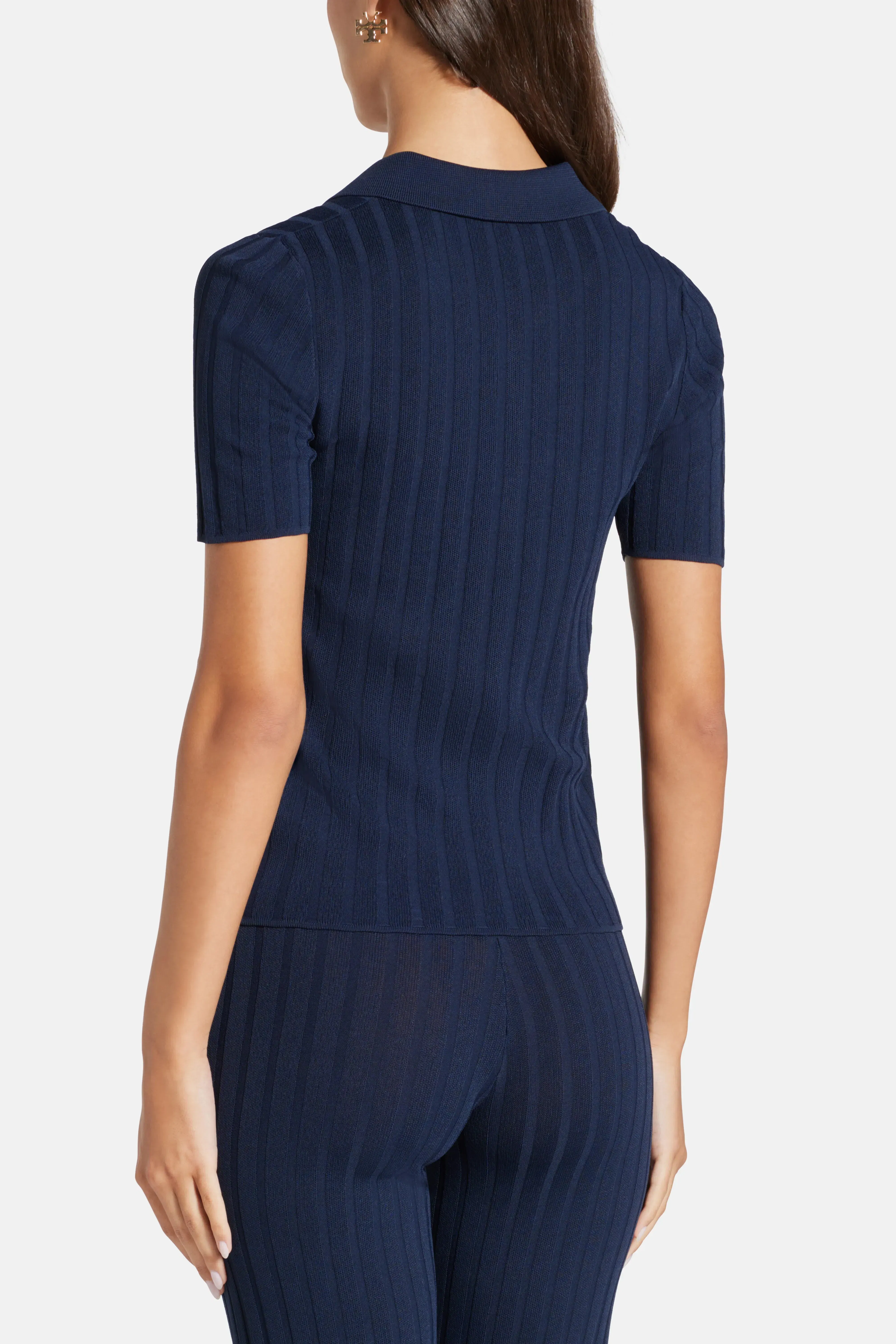 Sporty & Rich SRC Ribbed Polo T-Shirt in Blue