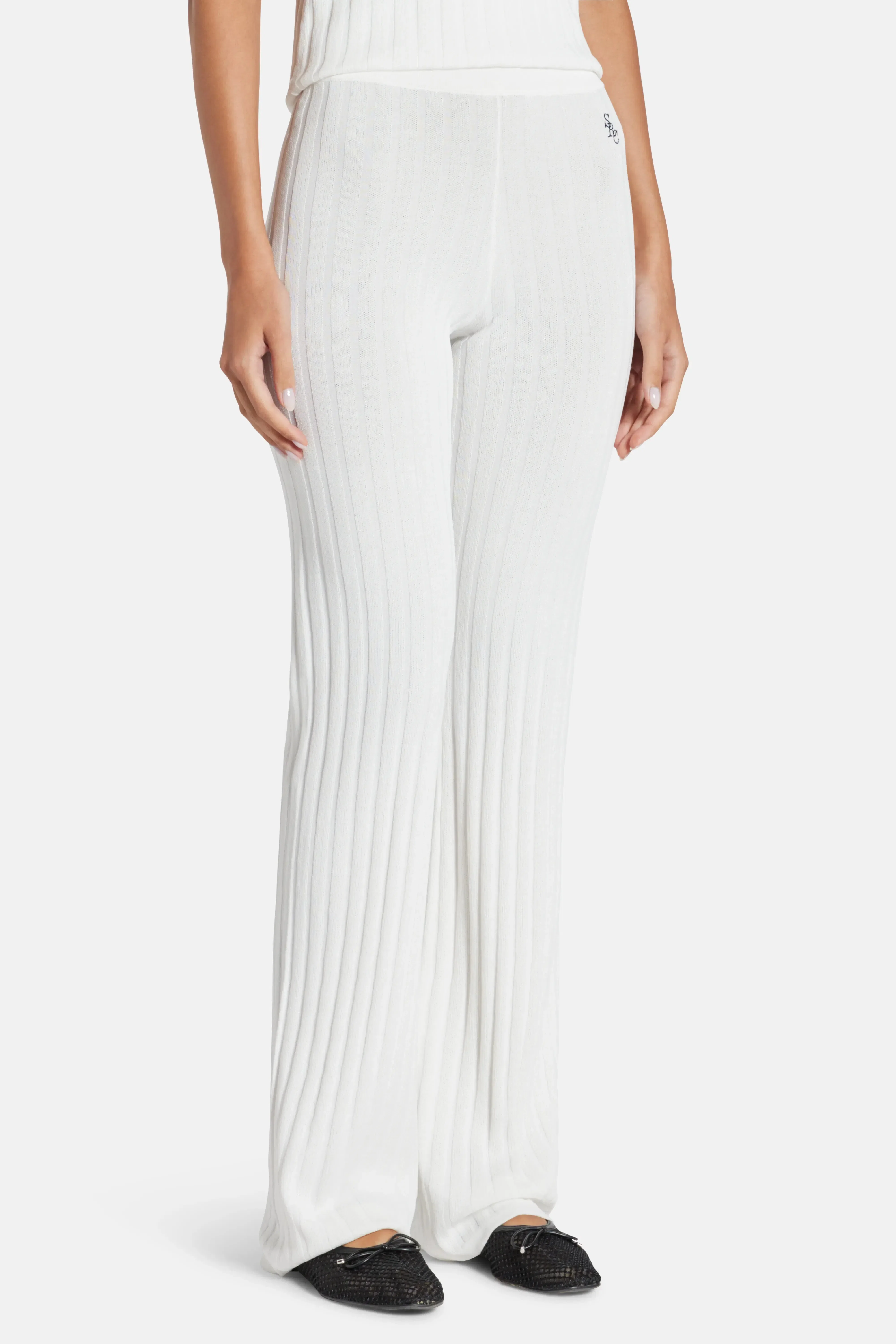 Sporty & Rich SRC Ribbed Trousers in Beige