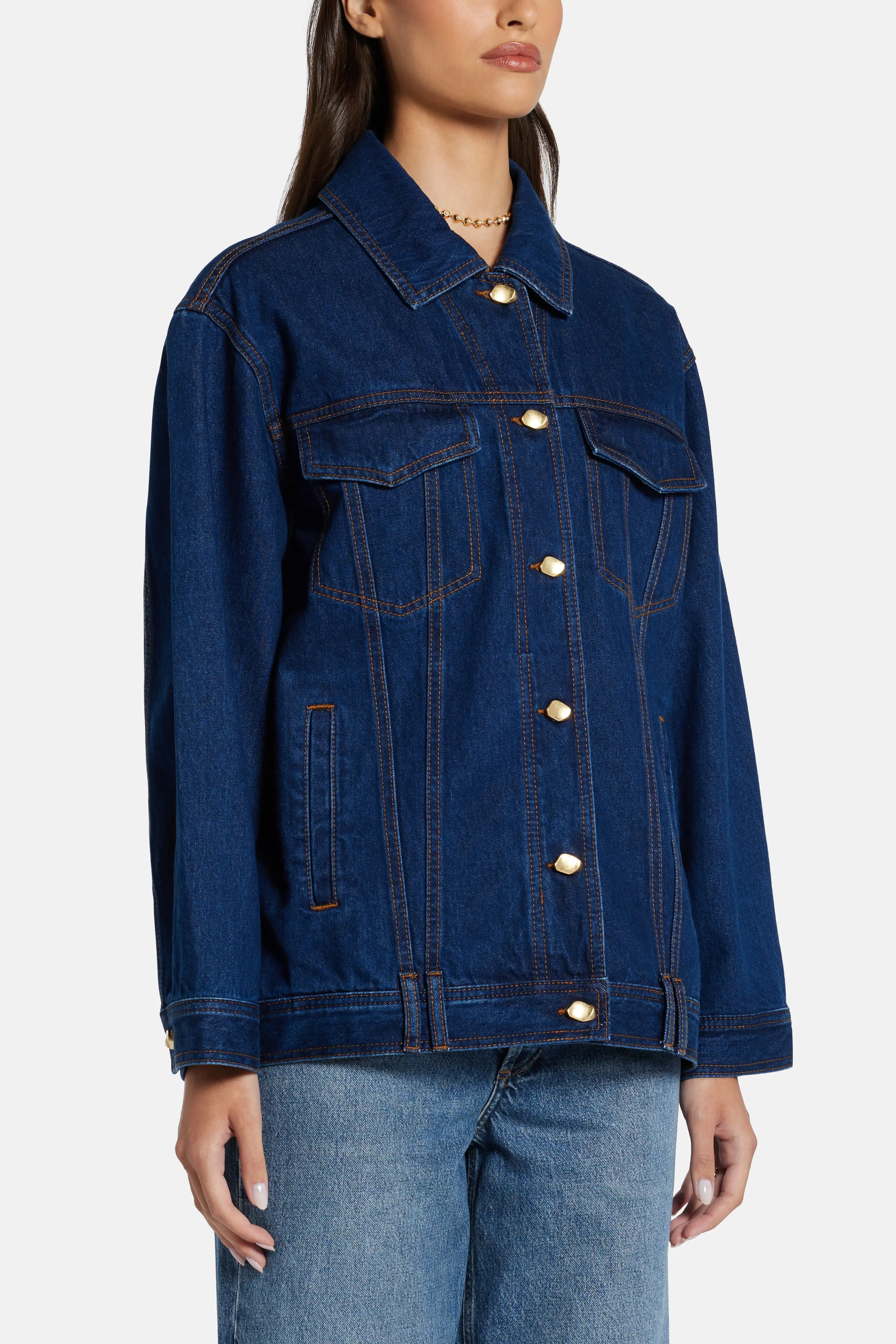 Aje Carmen Cotton Denim Jacket in Blue