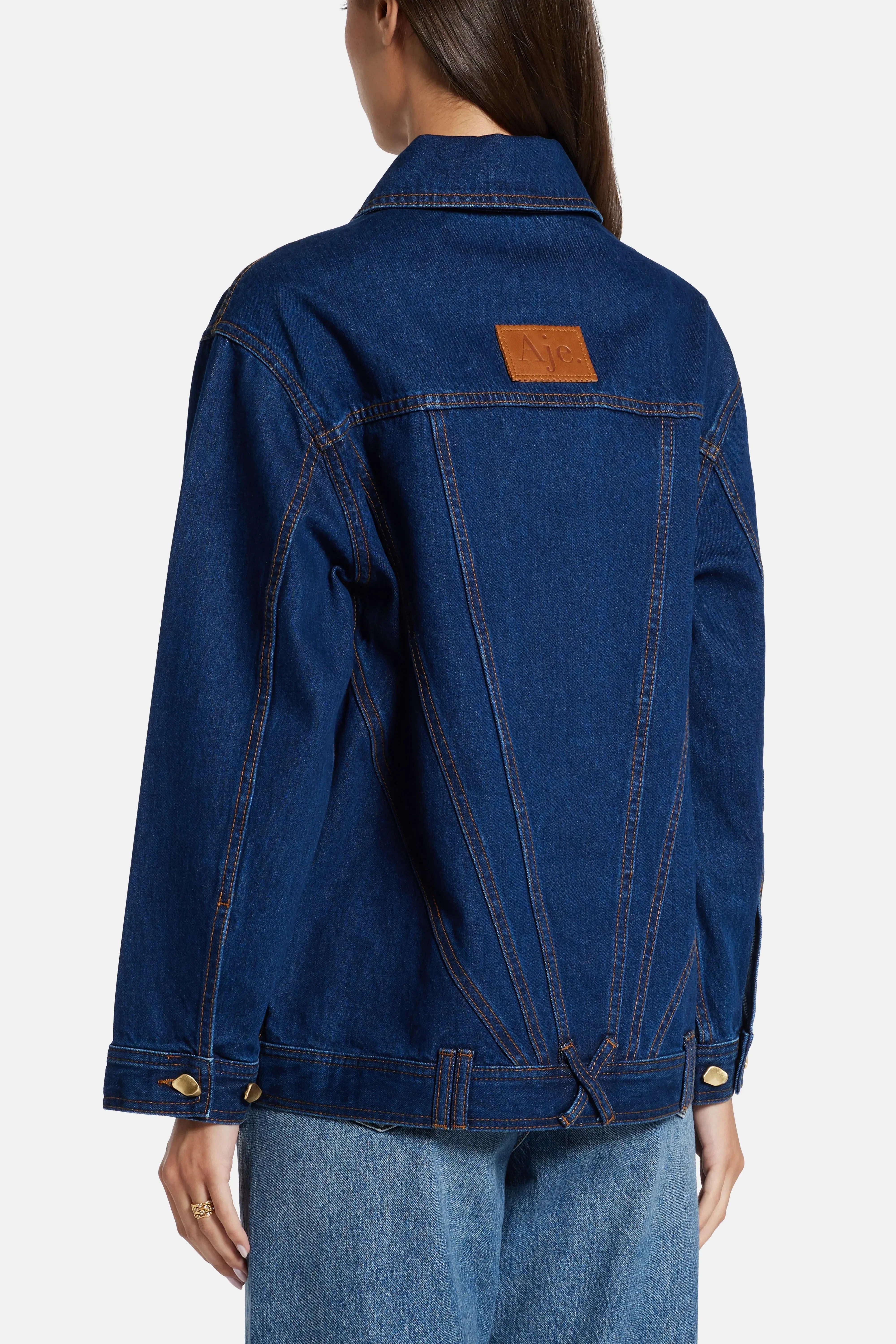 Aje Carmen Cotton Denim Jacket in Blue
