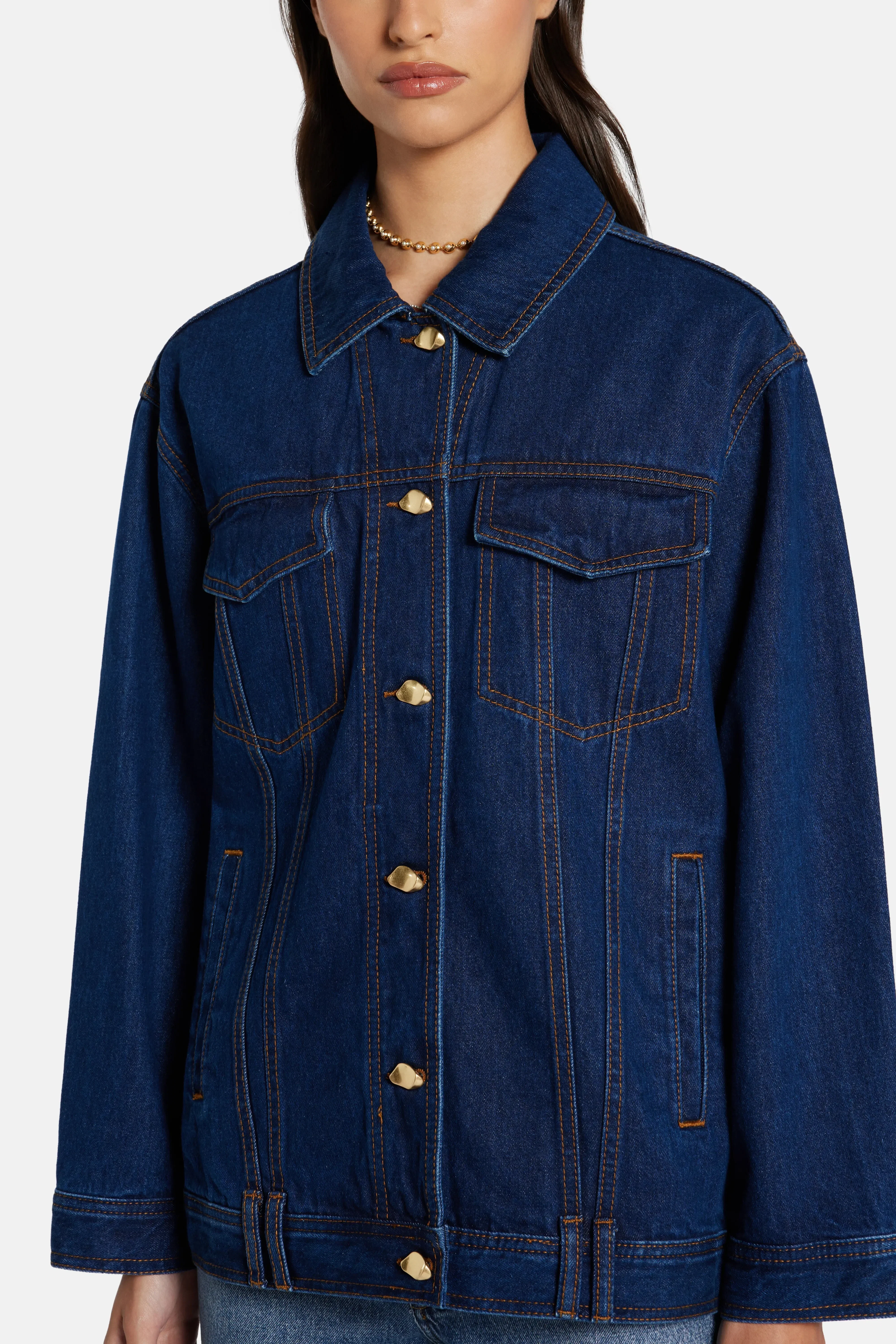 Aje Carmen Cotton Denim Jacket in Blue