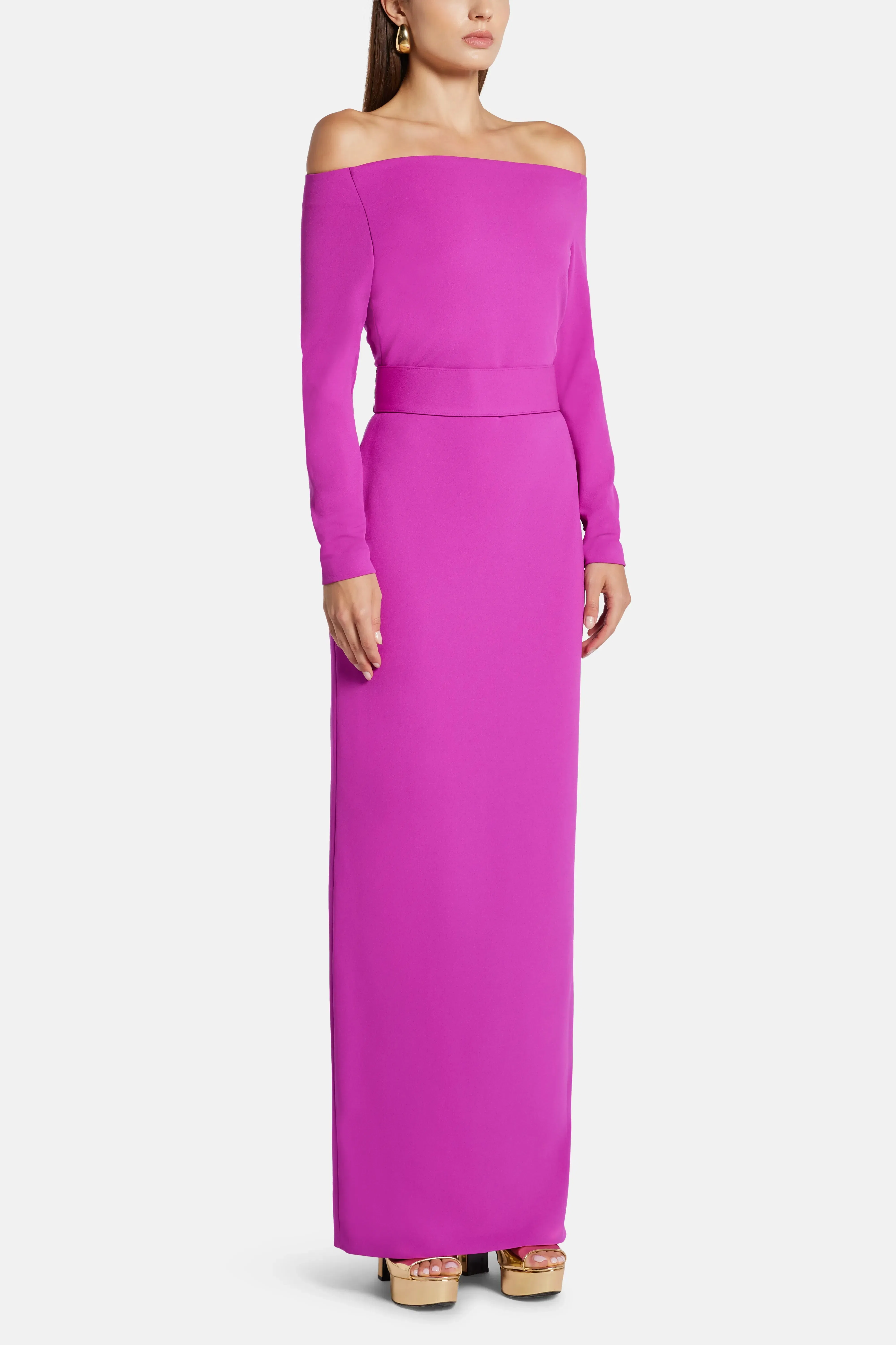 Solace London Sabina Off Shoulder Maxi Dress in Pink