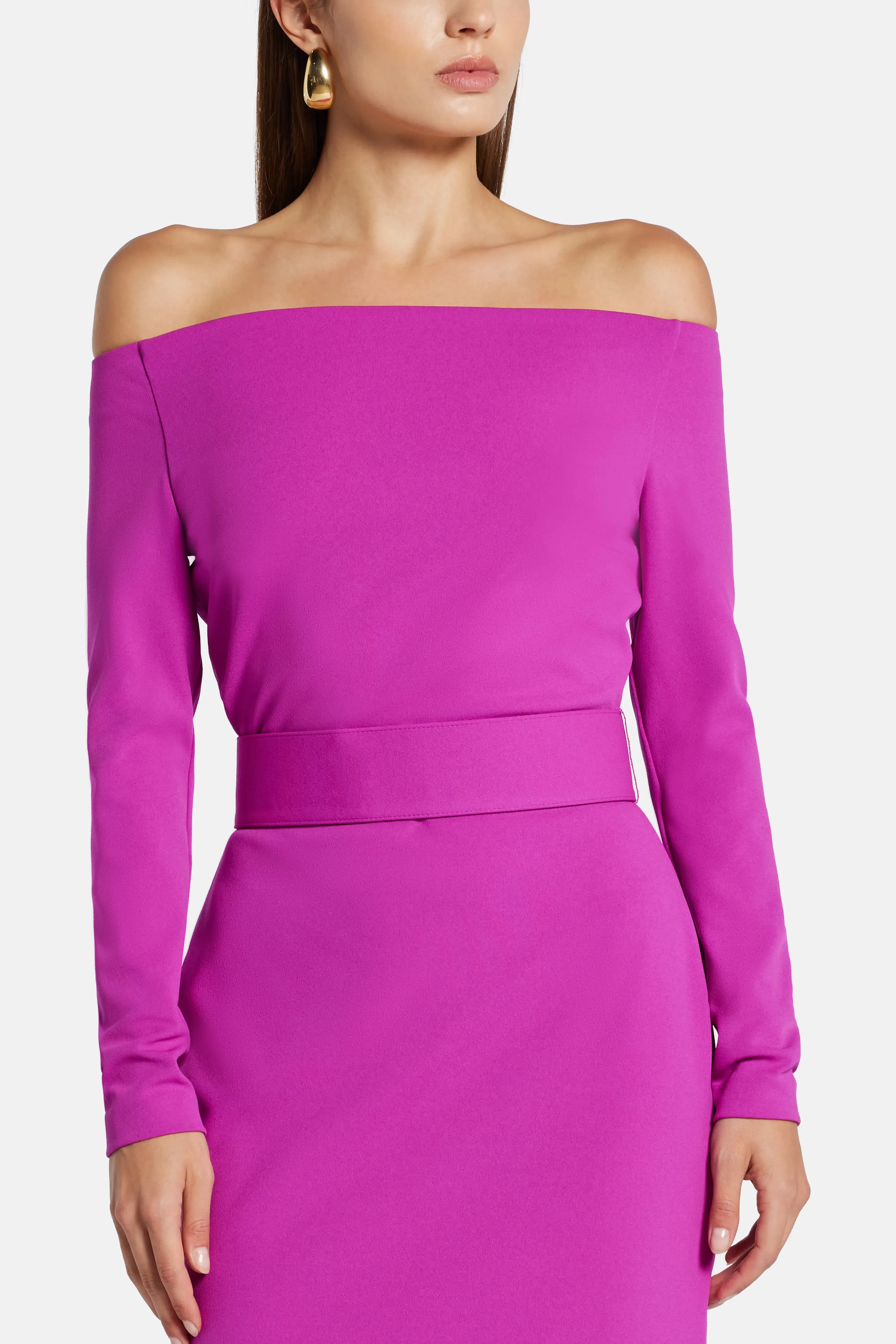 Solace London Sabina Off Shoulder Maxi Dress in Pink