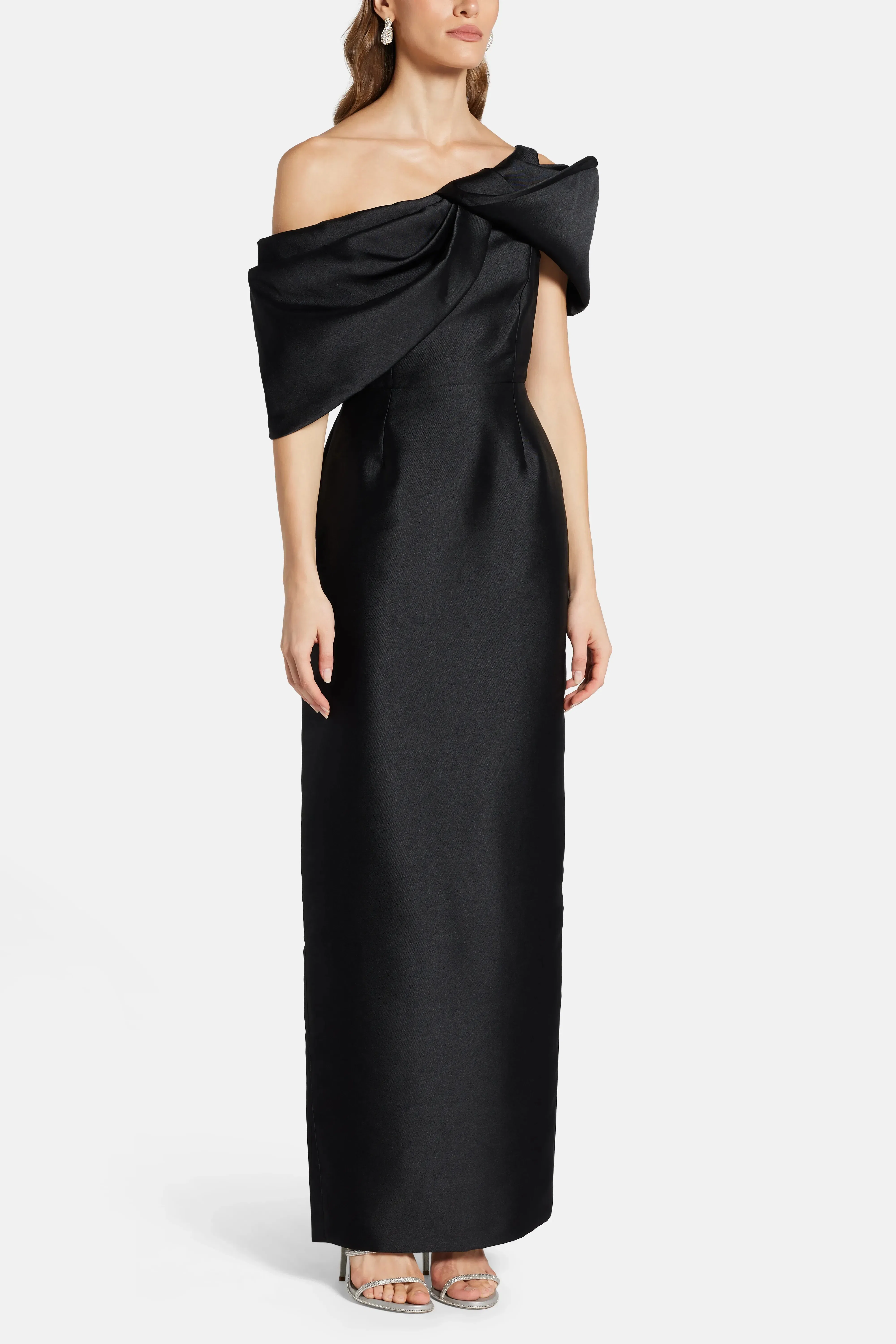 Solace London Davina One Shoulder Evening Dress in Black