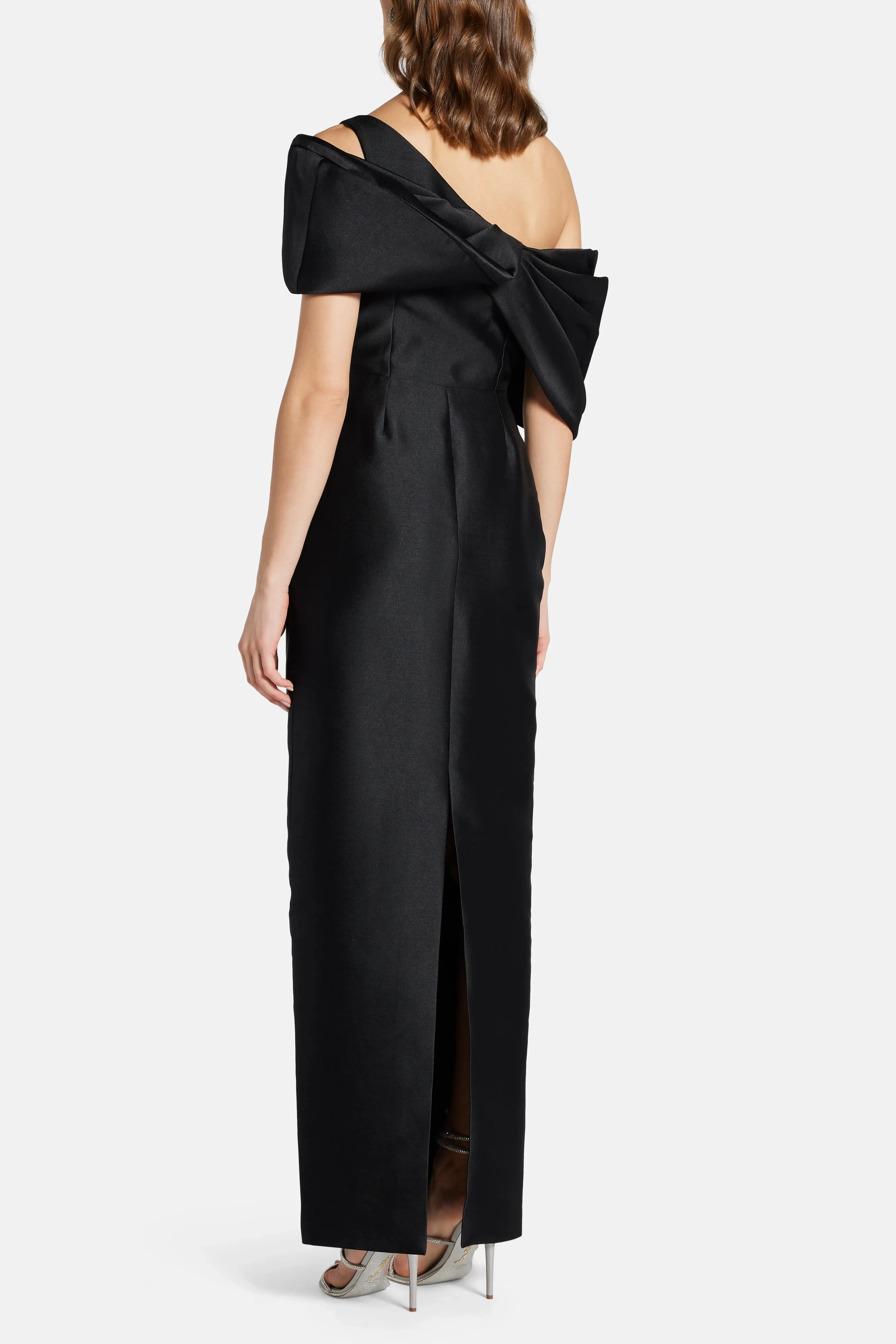 Solace London Davina One Shoulder Evening Dress in Black