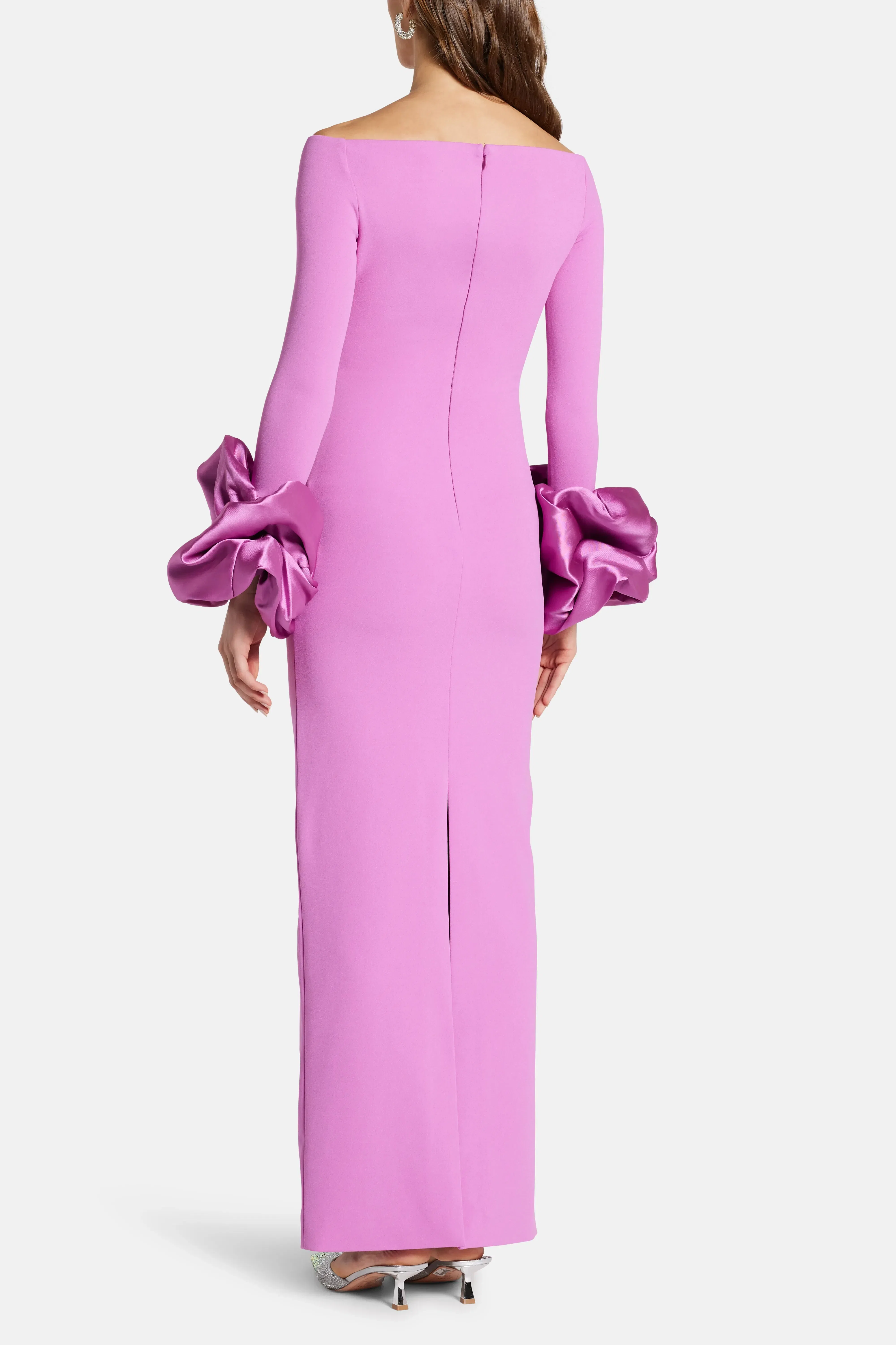 Solace London Talia Off Shoulder Evening Dress in Pink