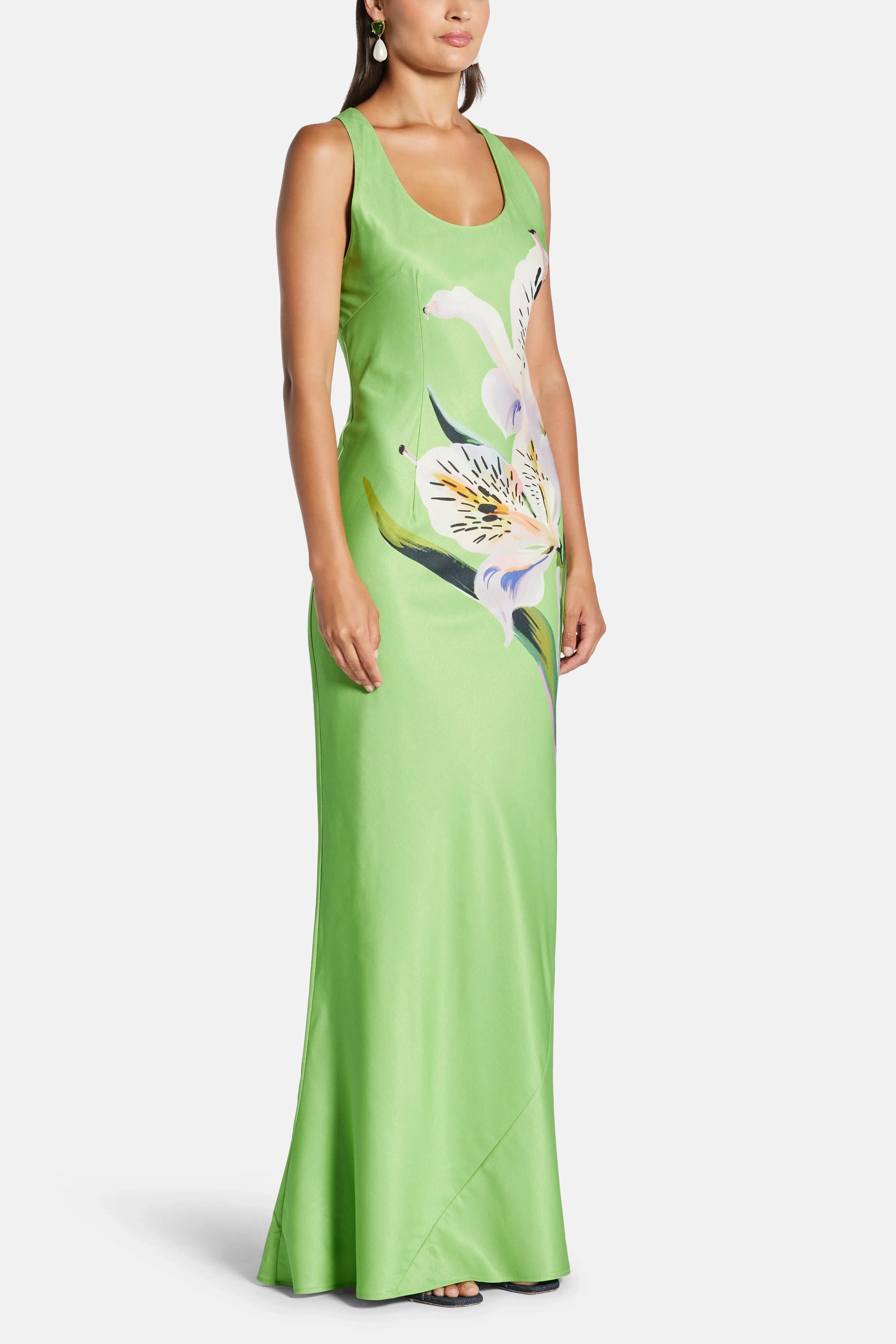 Leo Lin Helena Floral Sleeveless Maxi Dress In Green