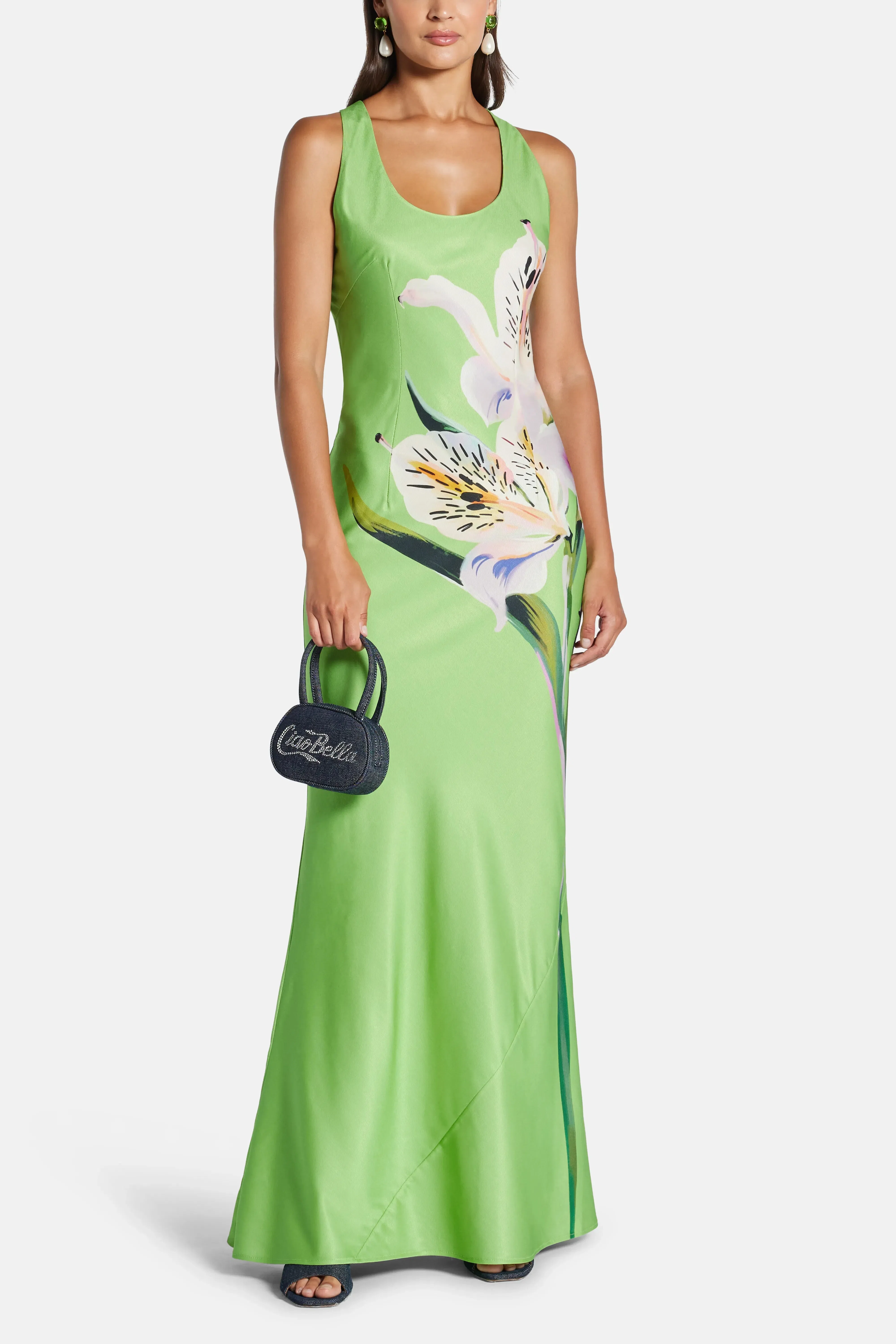Leo Lin Helena Floral Sleeveless Maxi Dress In Green