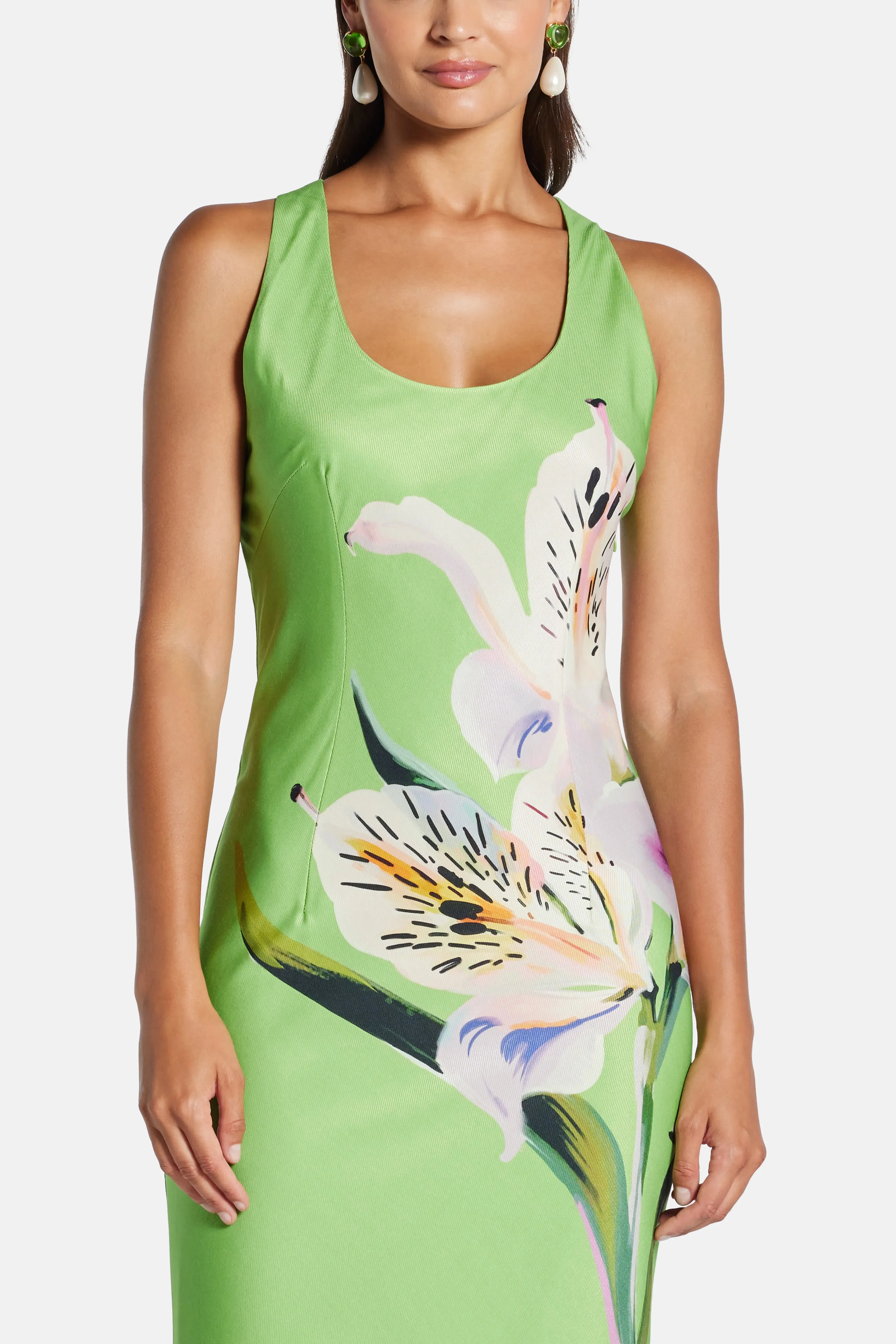 Leo Lin Helena Floral Sleeveless Maxi Dress In Green