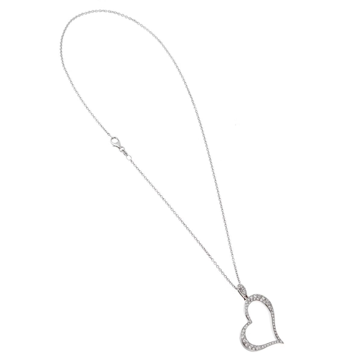 Piaget Pave Diamond Heart 18k White Gold Pendant Necklace