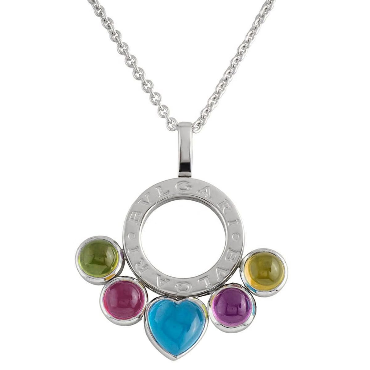 Bvlgari Allegra 18k White Gold Gemstone Pendant Necklace