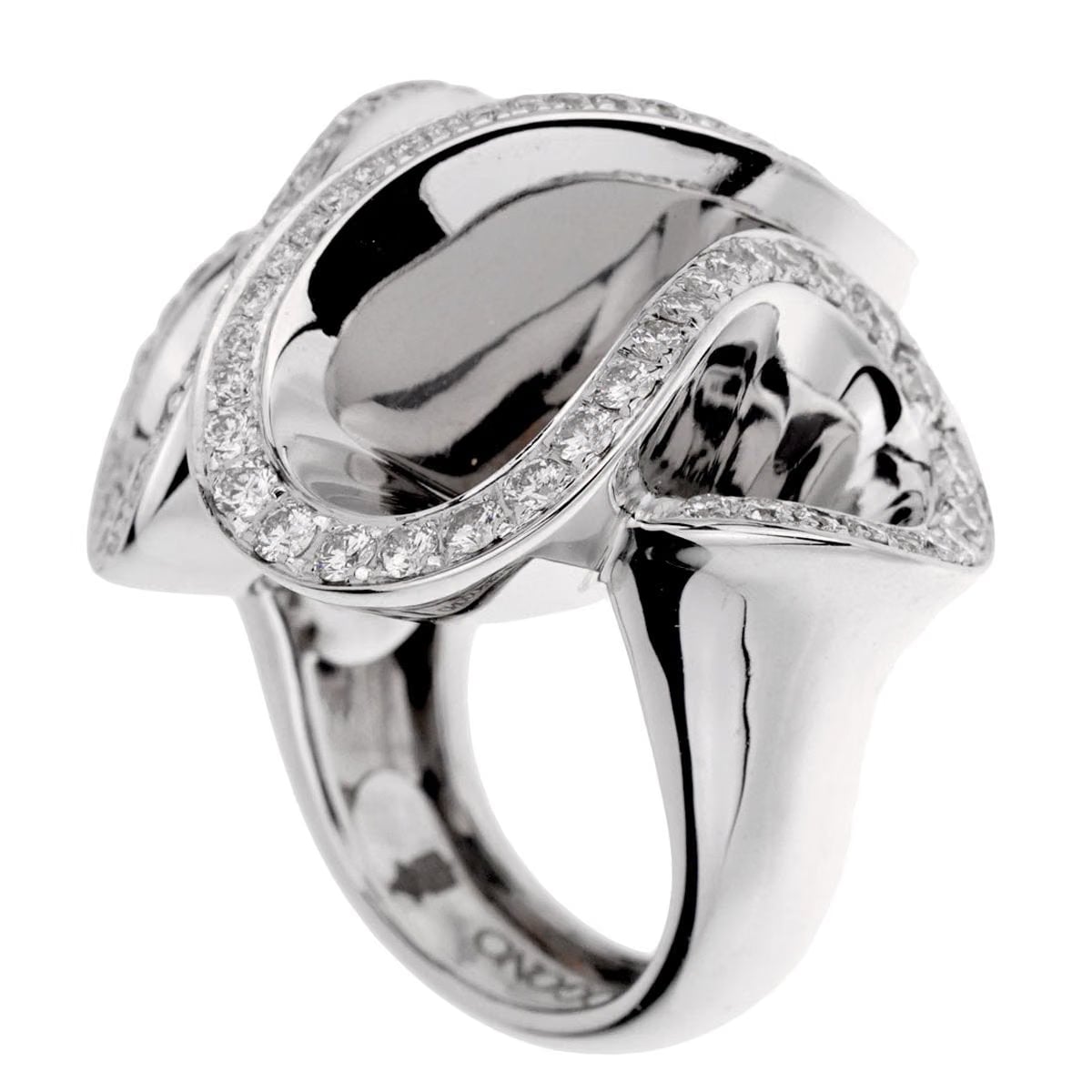 De Grisogono Zigana 18k White Gold Diamond Cocktail Ring Sz 4 1/2