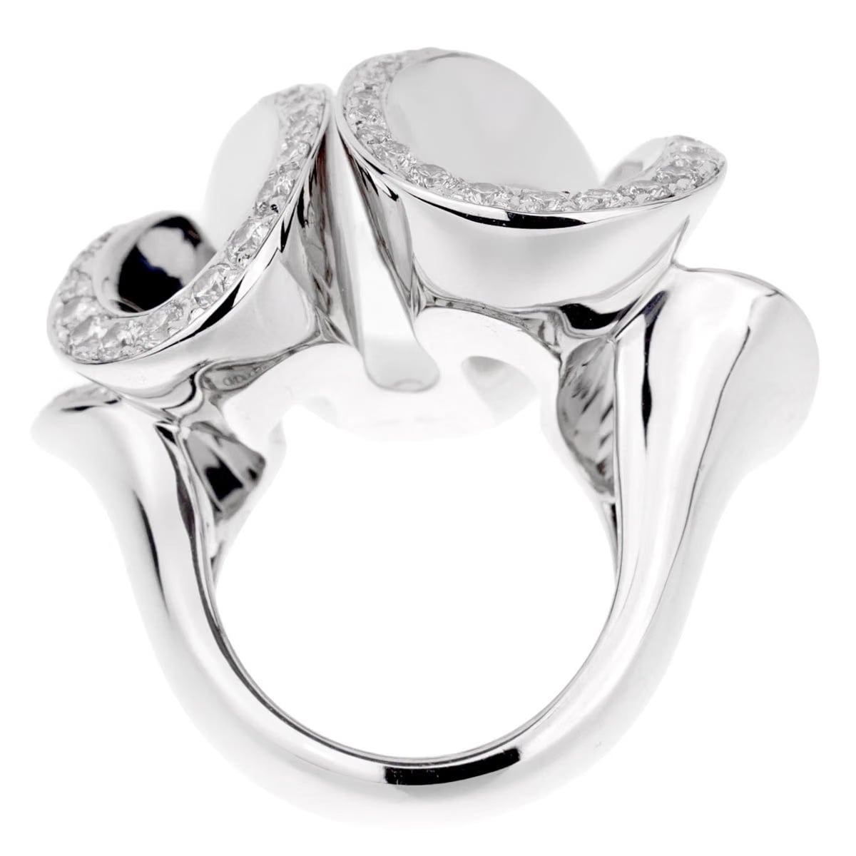 De Grisogono Zigana 18k White Gold Diamond Cocktail Ring Sz 4 1/2