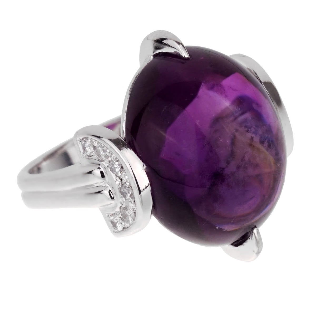 Christian Dior Dior Amethyst Diamond Platinum Cocktail Ring Sz 5 1/2