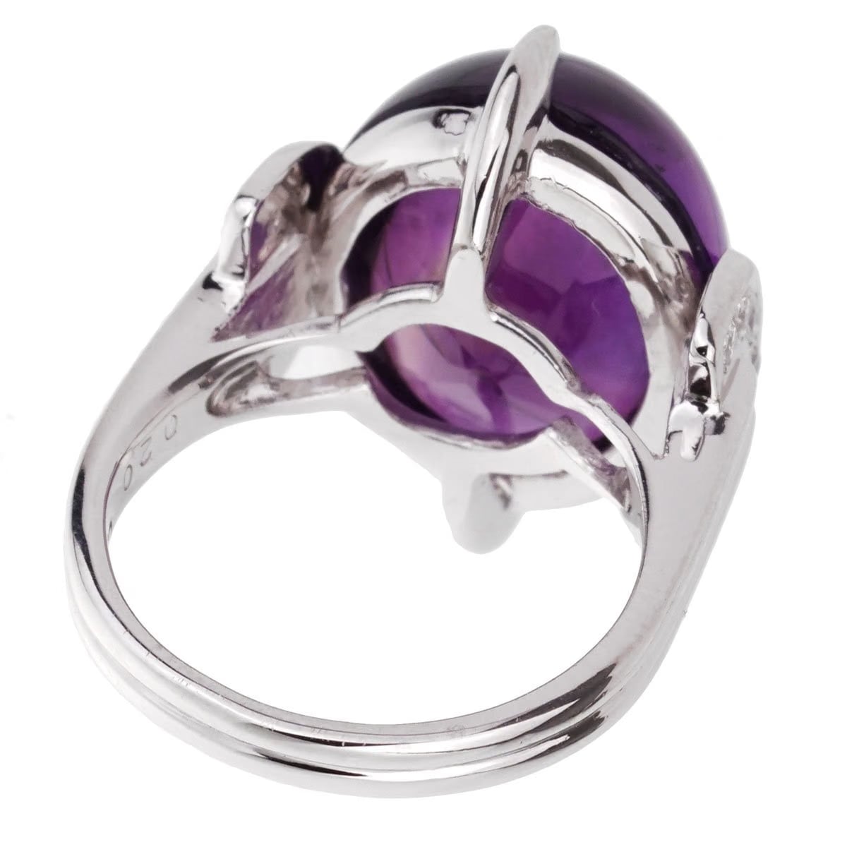 Christian Dior Dior Amethyst Diamond Platinum Cocktail Ring Sz 5 1/2