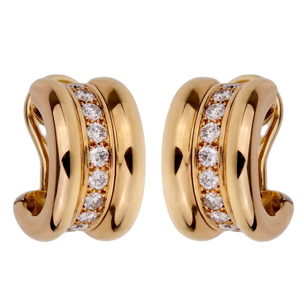 Chopard La Strada Diamond Huggy 18k Yellow Gold Hoop Earrings