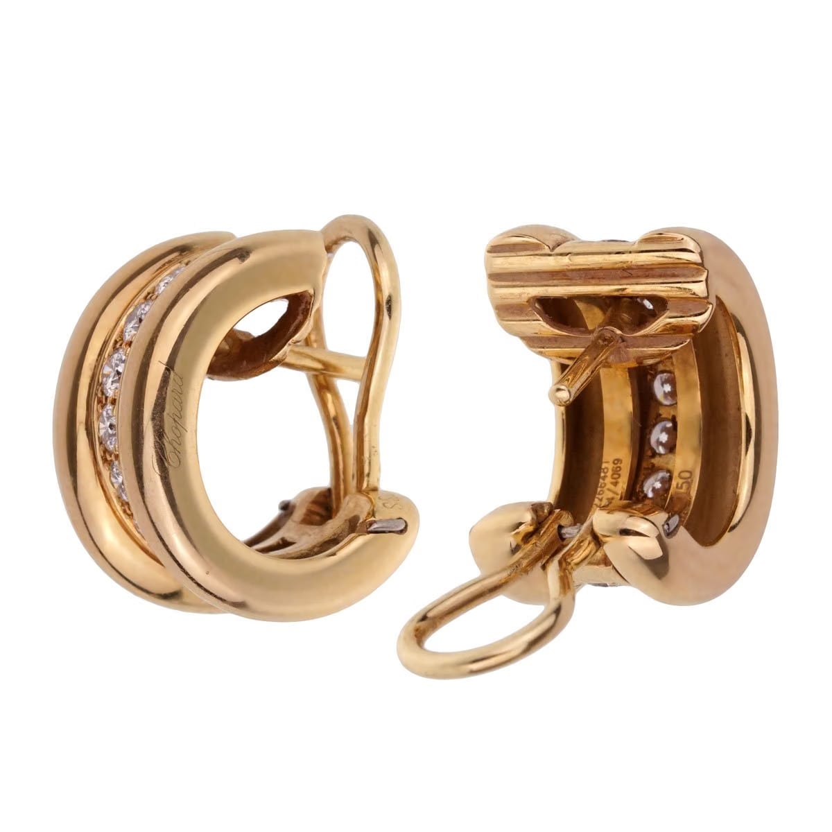 Chopard La Strada Diamond Huggy 18k Yellow Gold Hoop Earrings