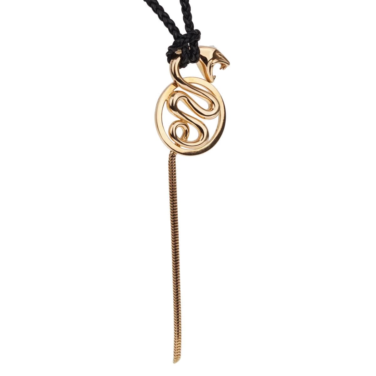 Boucheron Kaa 18k Yellow Gold Snake Braided Leather Necklace