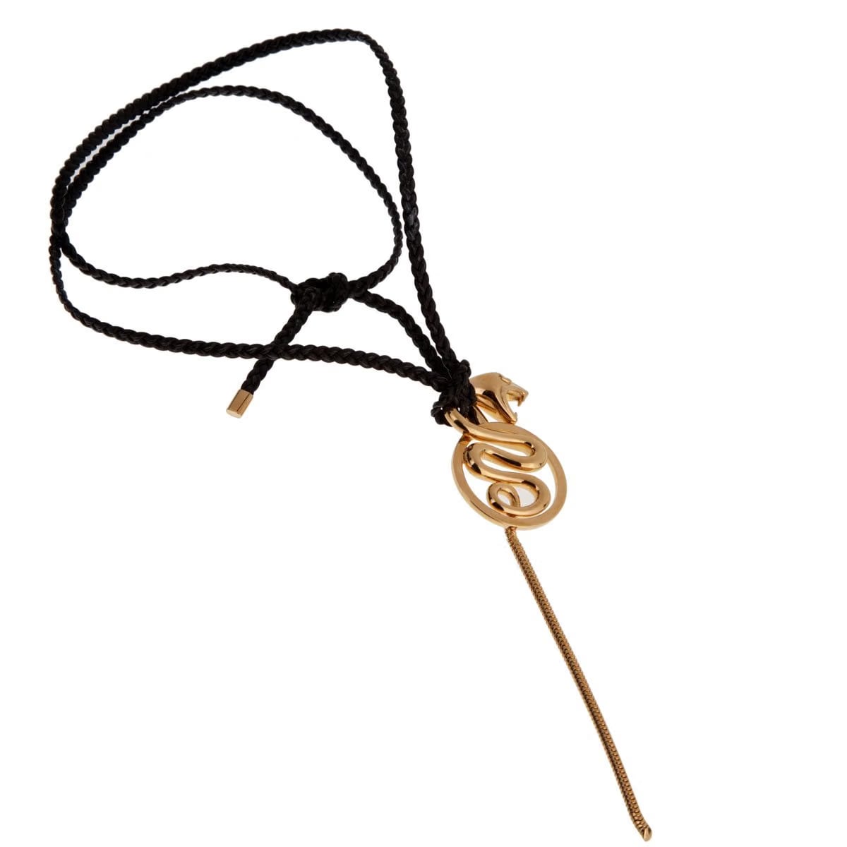 Boucheron Kaa 18k Yellow Gold Snake Braided Leather Necklace
