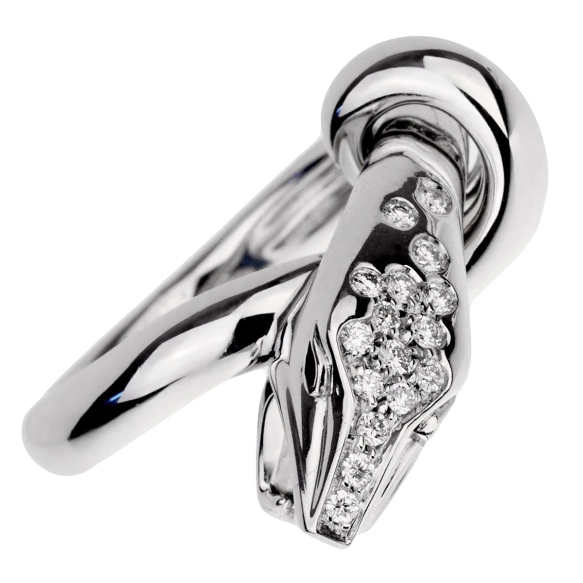 Boucheron Kaa Diamond Snake 18k White Gold Cocktail Ring Sz 5