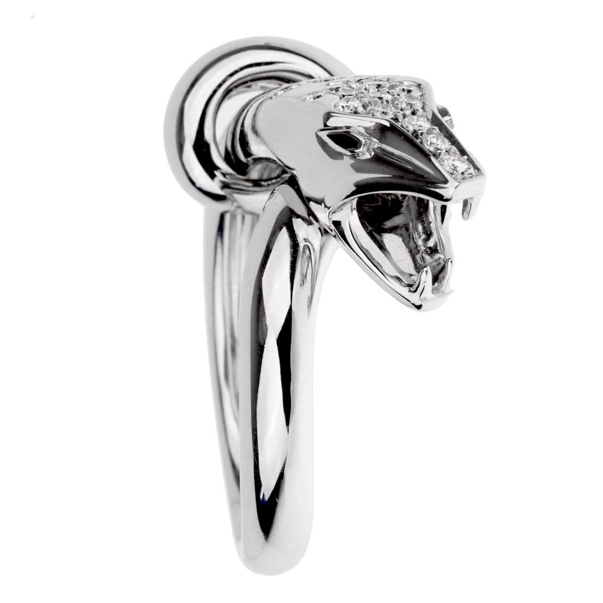 Boucheron Kaa Diamond Snake 18k White Gold Cocktail Ring Sz 5