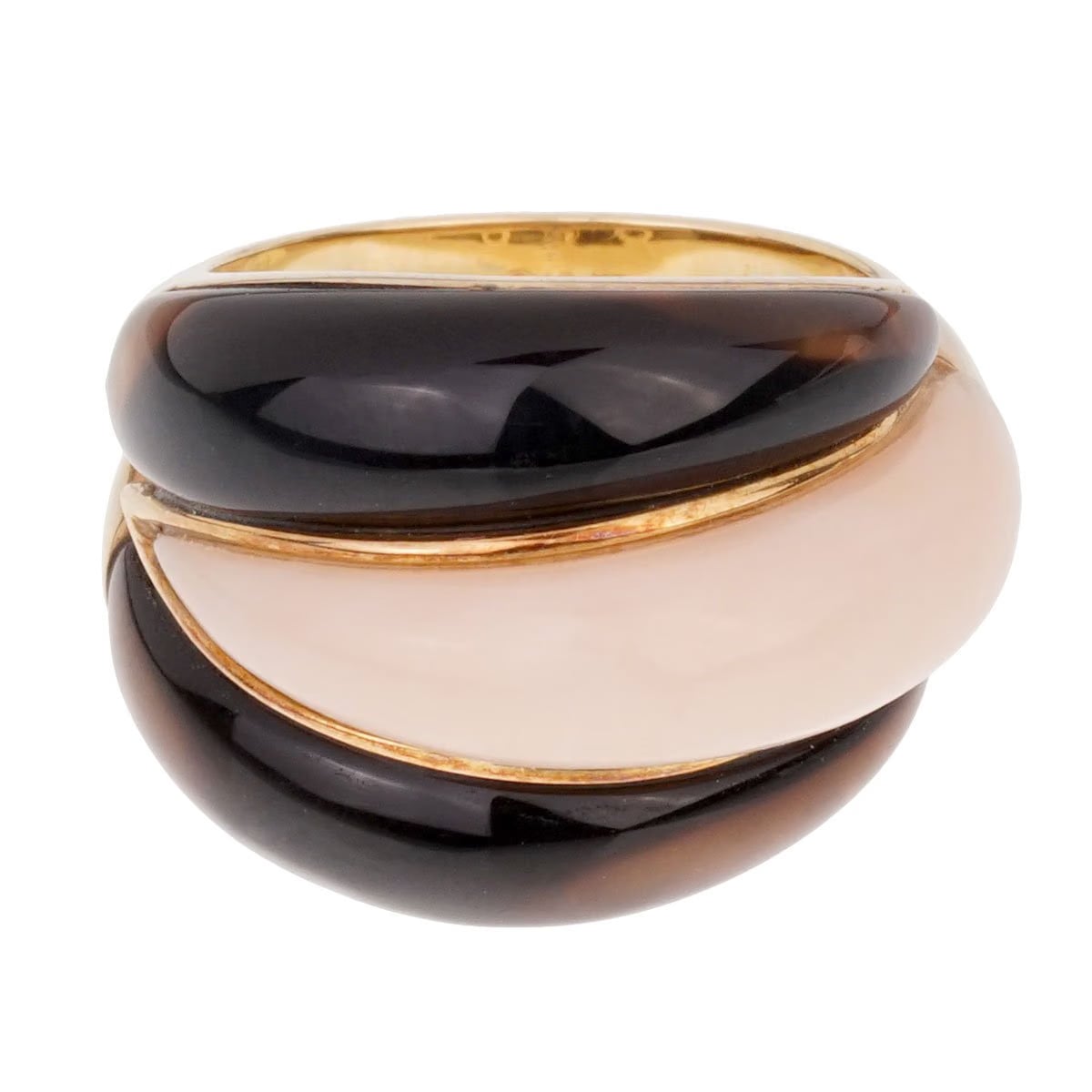 Van Cleef & Arpels Van Cleef Arpels Angel Skin Coral Bombe 18k Yellow Gold Ring Sz 5