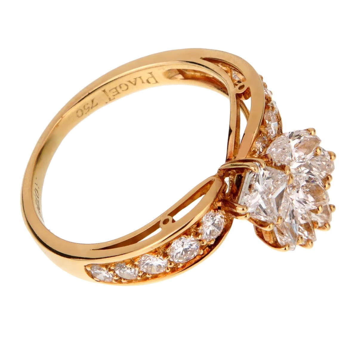 Piaget Vintage Cocktail Diamond 18k Yellow Gold Ring Sz 6 1/2