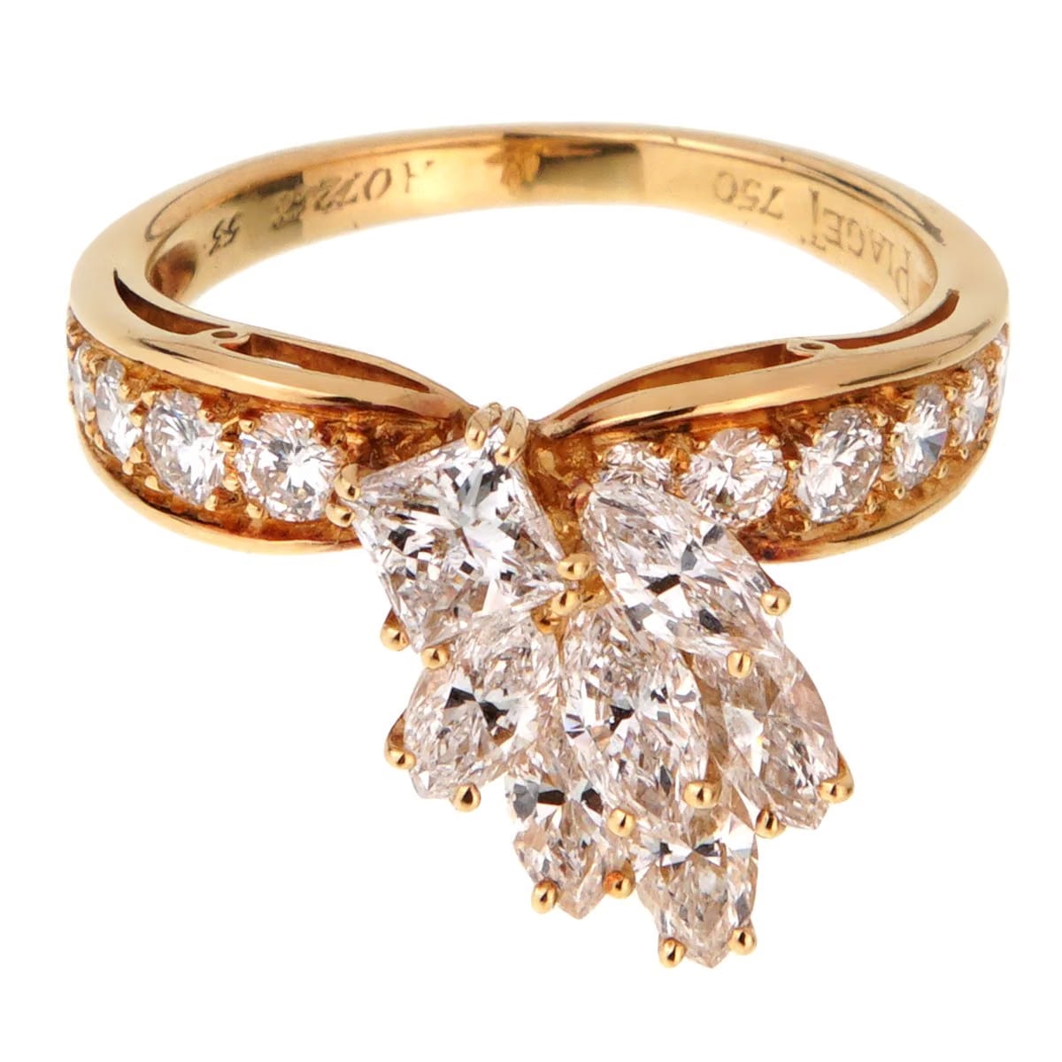 Piaget Vintage Cocktail Diamond 18k Yellow Gold Ring Sz 6 1/2