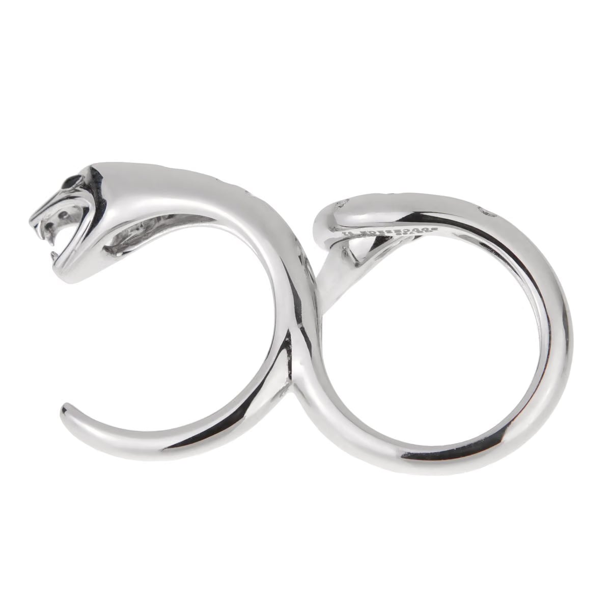 Boucheron Kaa Snake Two Finger 18k White Gold Diamond Cocktail Ring Sz 6