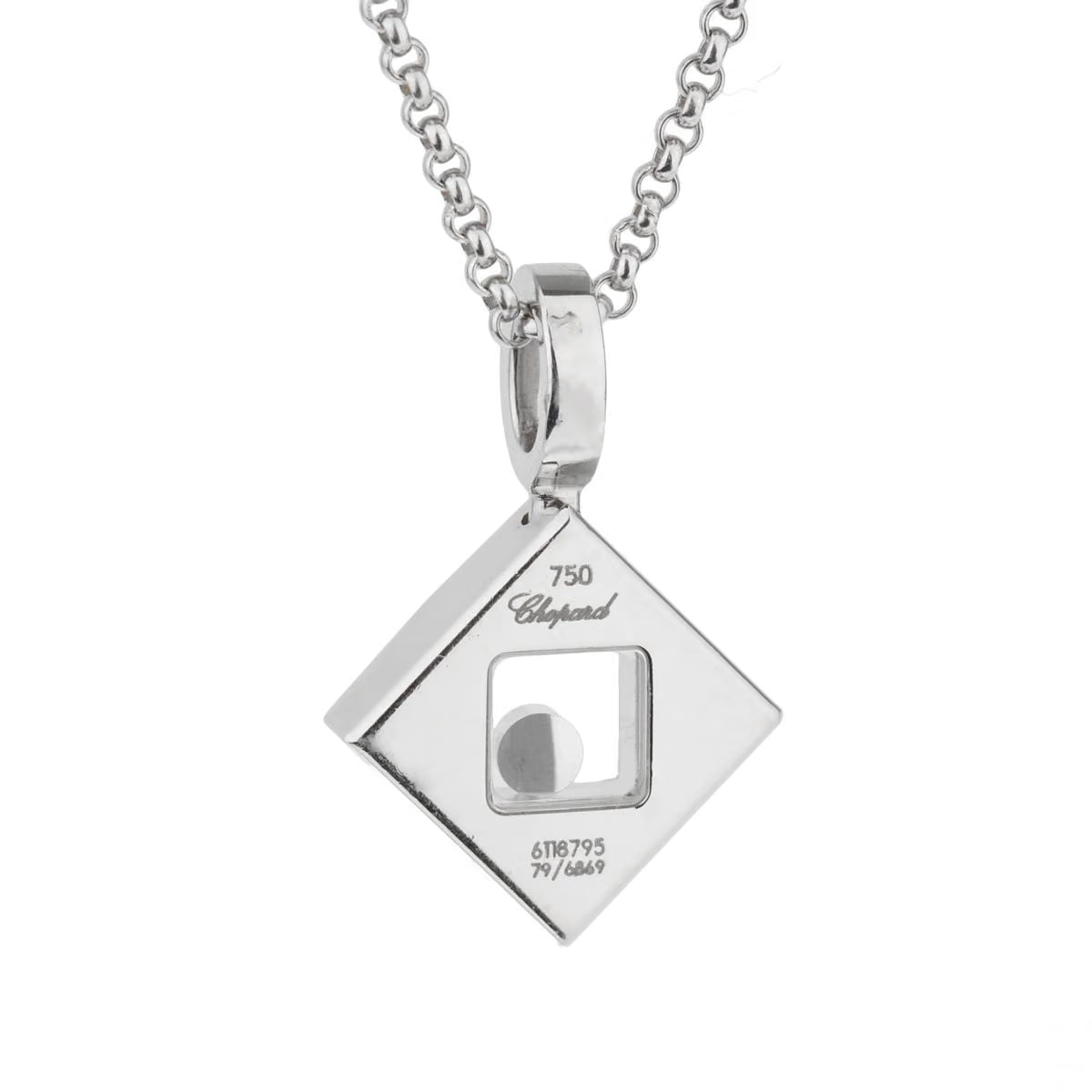 Chopard Happy Diamonds Square 18k White Gold Pendant Necklace