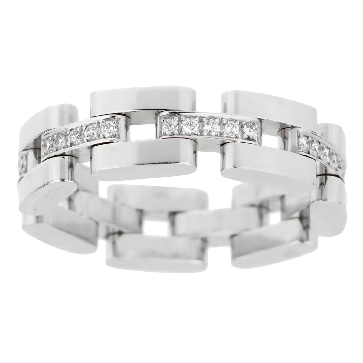 Chopard Les Chaines 3 Row 18k White Gold Diamond Ring