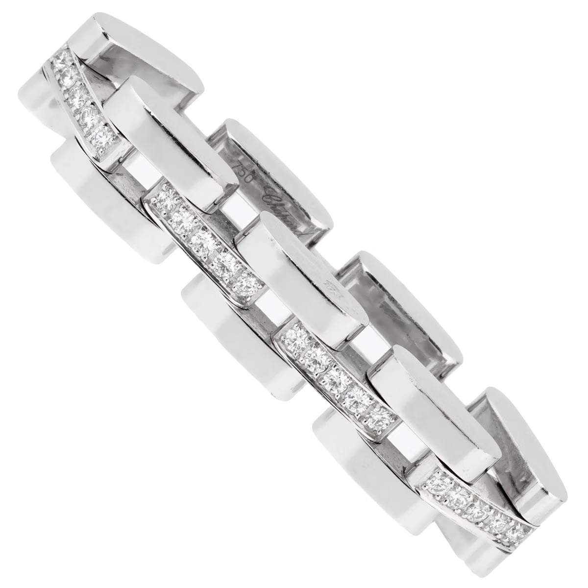 Chopard Les Chaines 3 Row 18k White Gold Diamond Ring