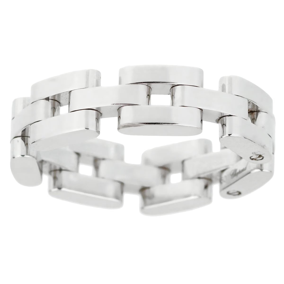 Chopard Les Chaines 3 Row 18k White Gold Band Ring Sz 5 3/4