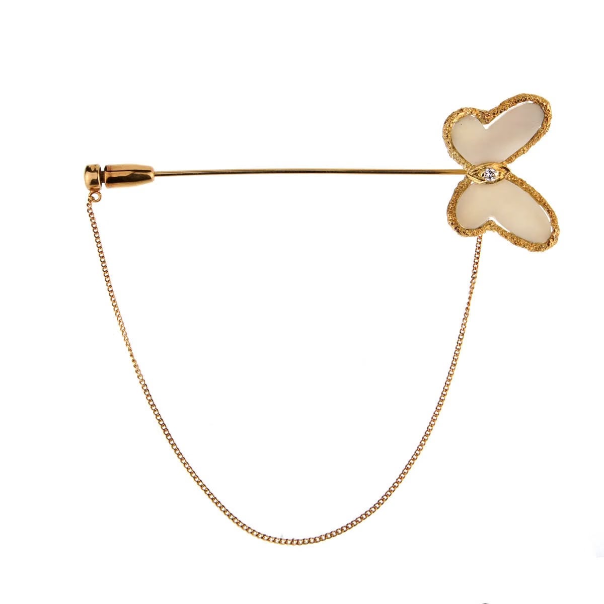 Van Cleef & Arpels Van Cleef Arpels White Coral Diamond 18k Yellow Gold Butterfly Brooch