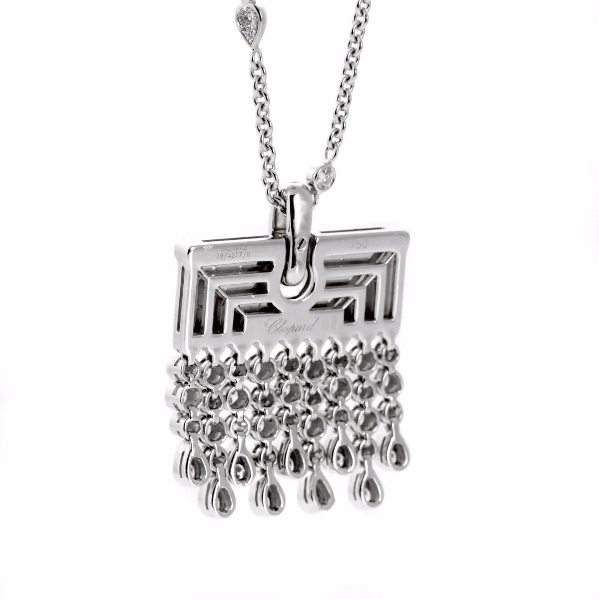Chopard Diamond Tassel Drop 18k White Gold Sautoir Pendant Necklace