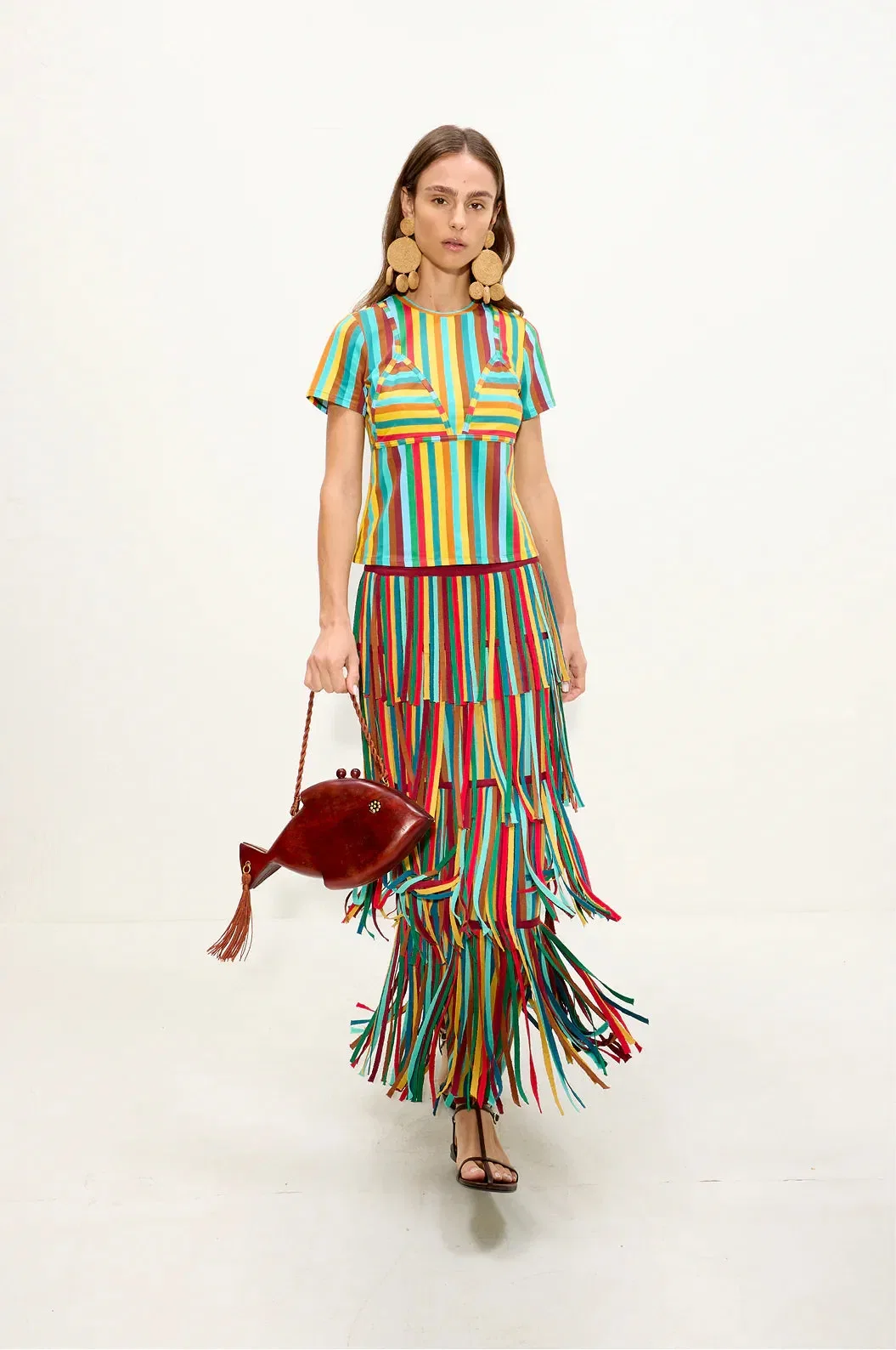 Simon Miller Za Za Fringes Knit Maxi Skirt in Green