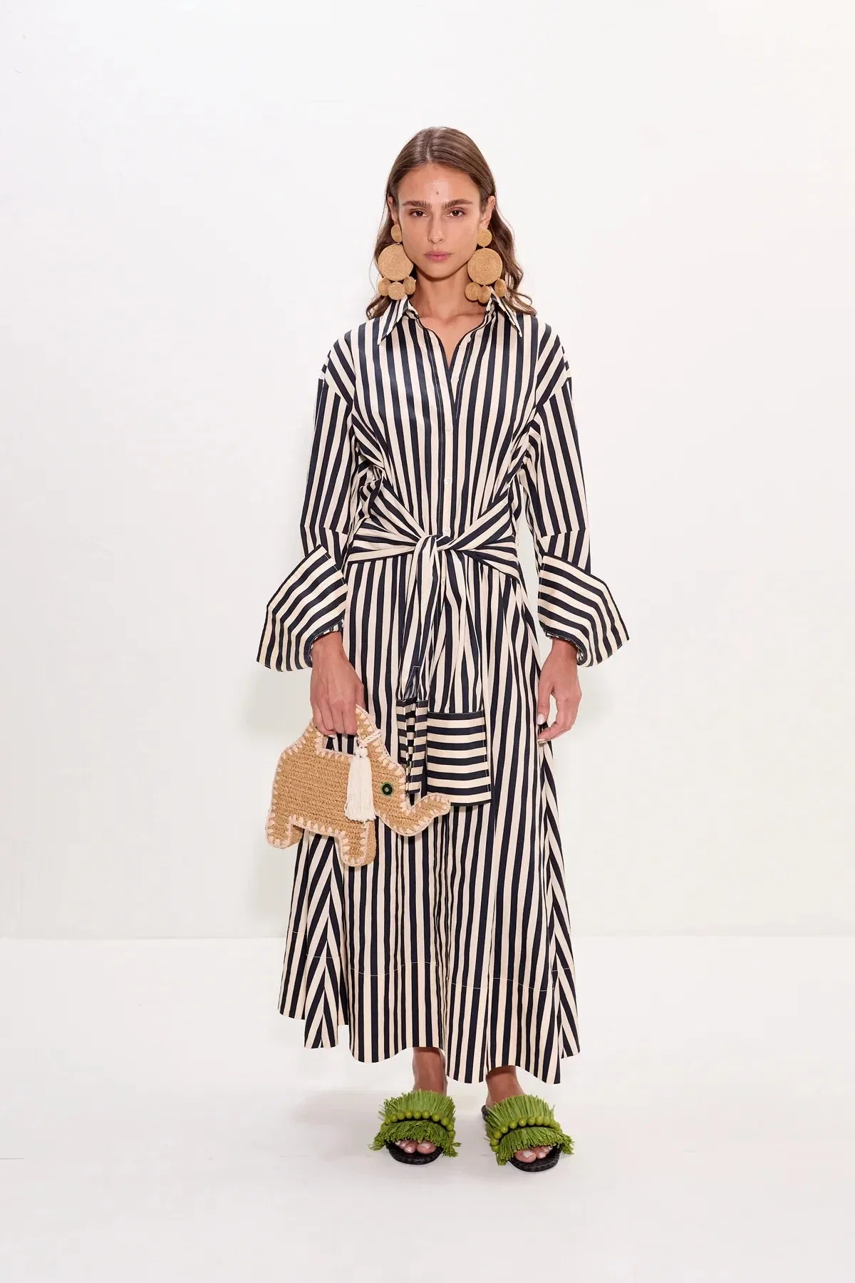 Simon Miller Inna Poplin Striped Cotton Maxi Dress in Black