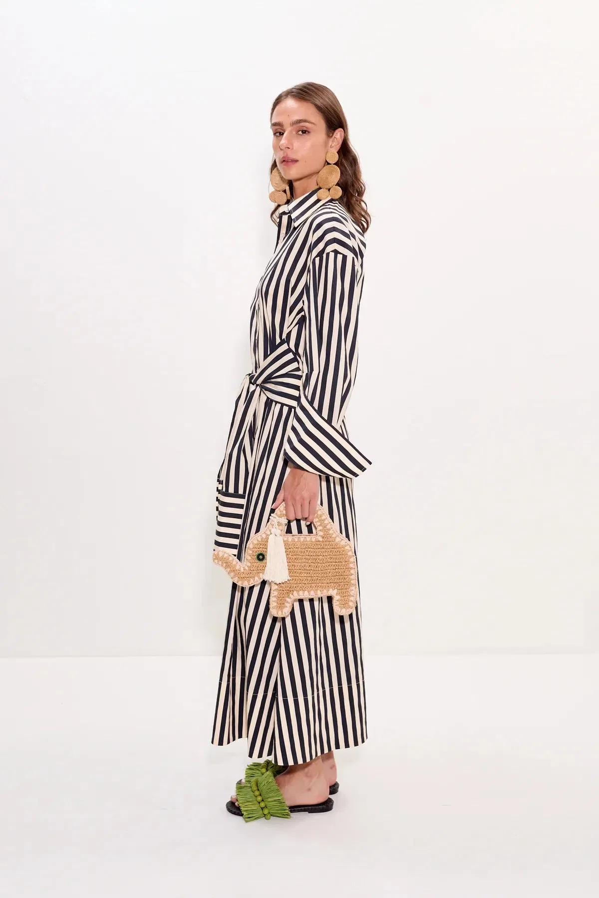 Simon Miller Inna Poplin Striped Cotton Maxi Dress in Black