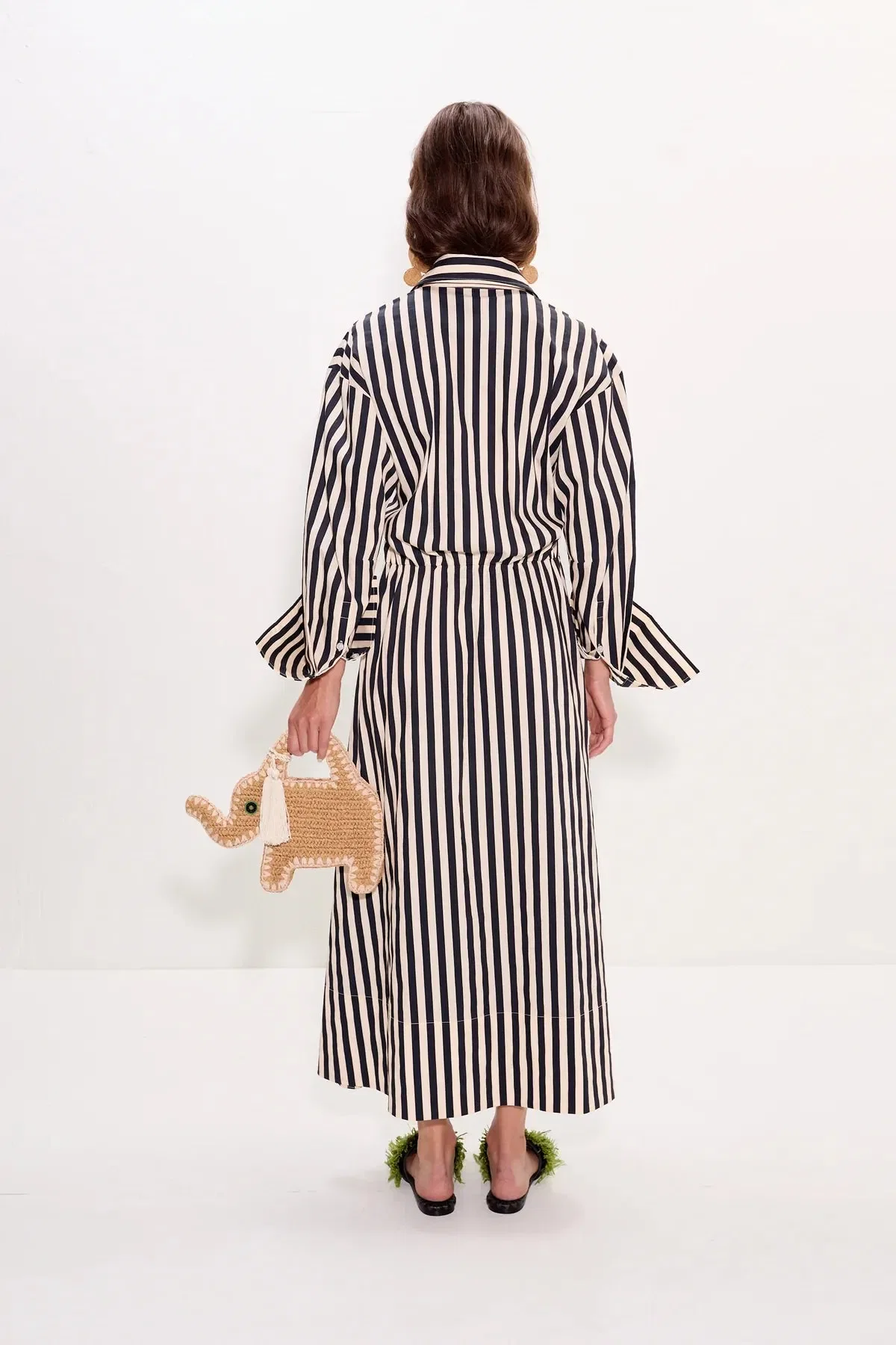 Simon Miller Inna Poplin Striped Cotton Maxi Dress in Black
