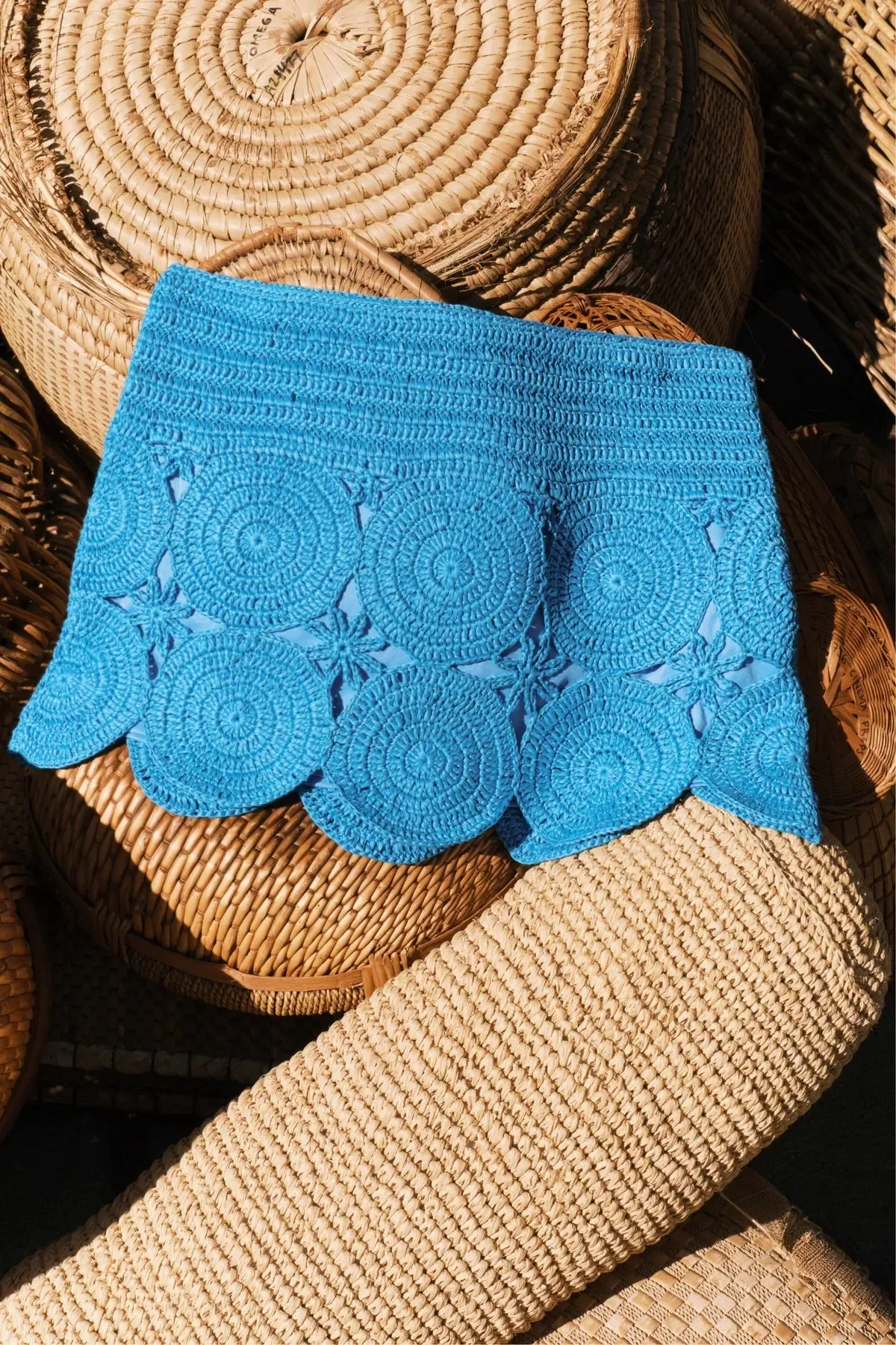 Simon Miller Beep Beep Crochet Mini Skirt in Blue
