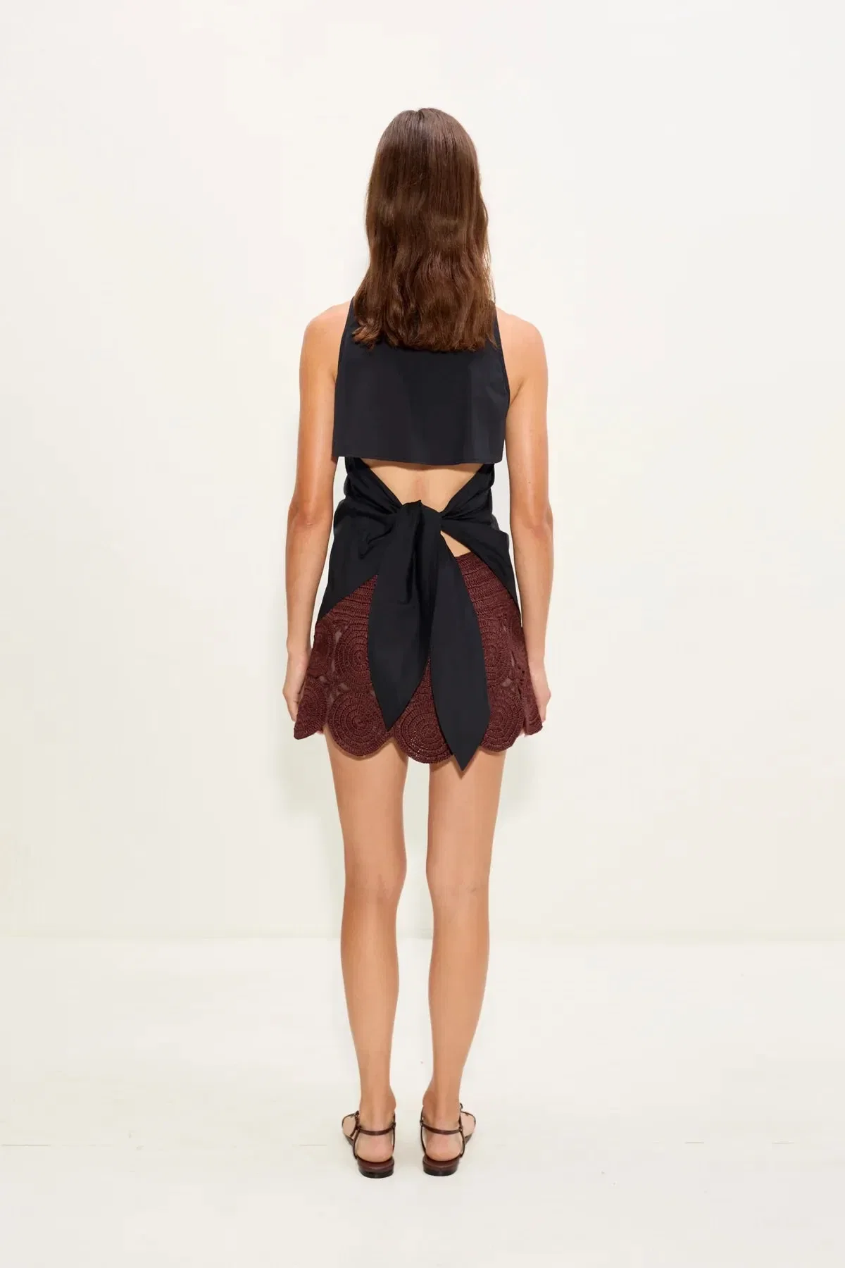 Simon Miller Beep Beep Crochet Mini Skirt in Brown