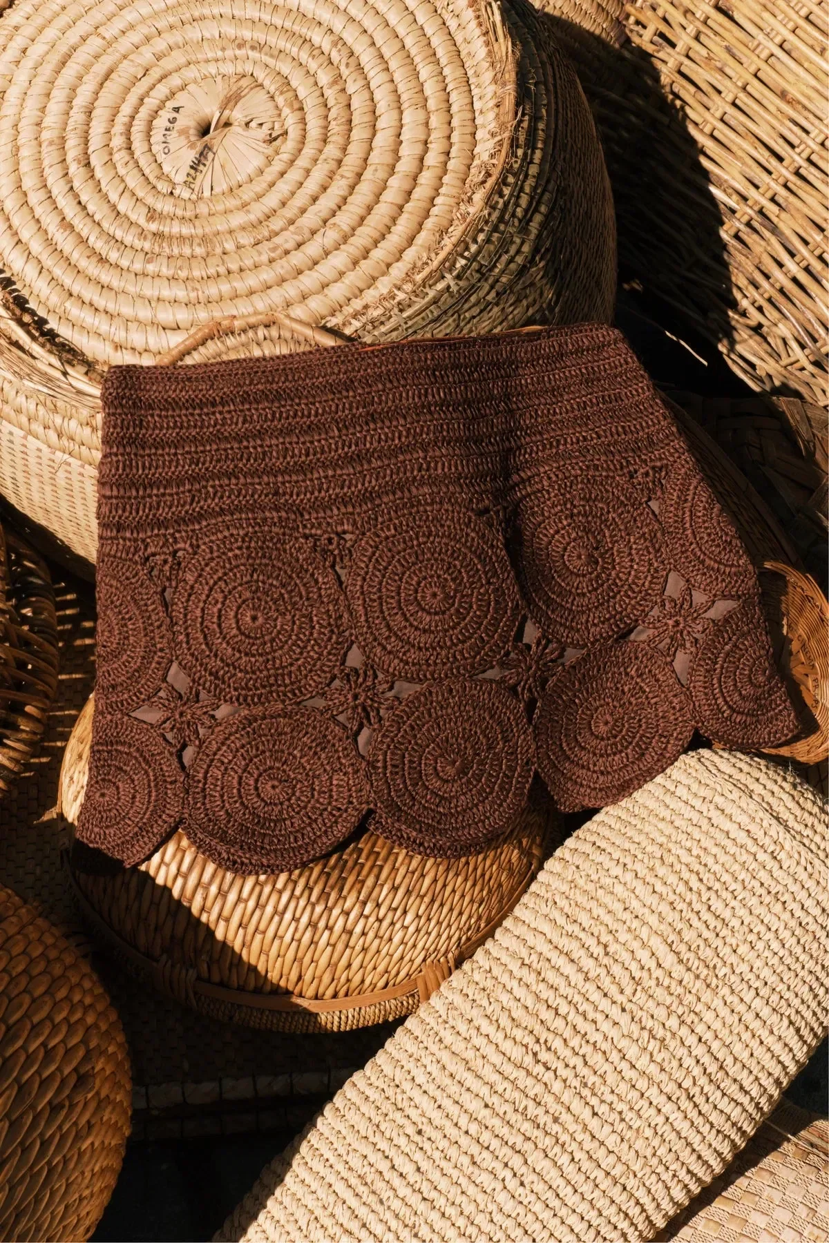 Simon Miller Beep Beep Crochet Mini Skirt in Brown